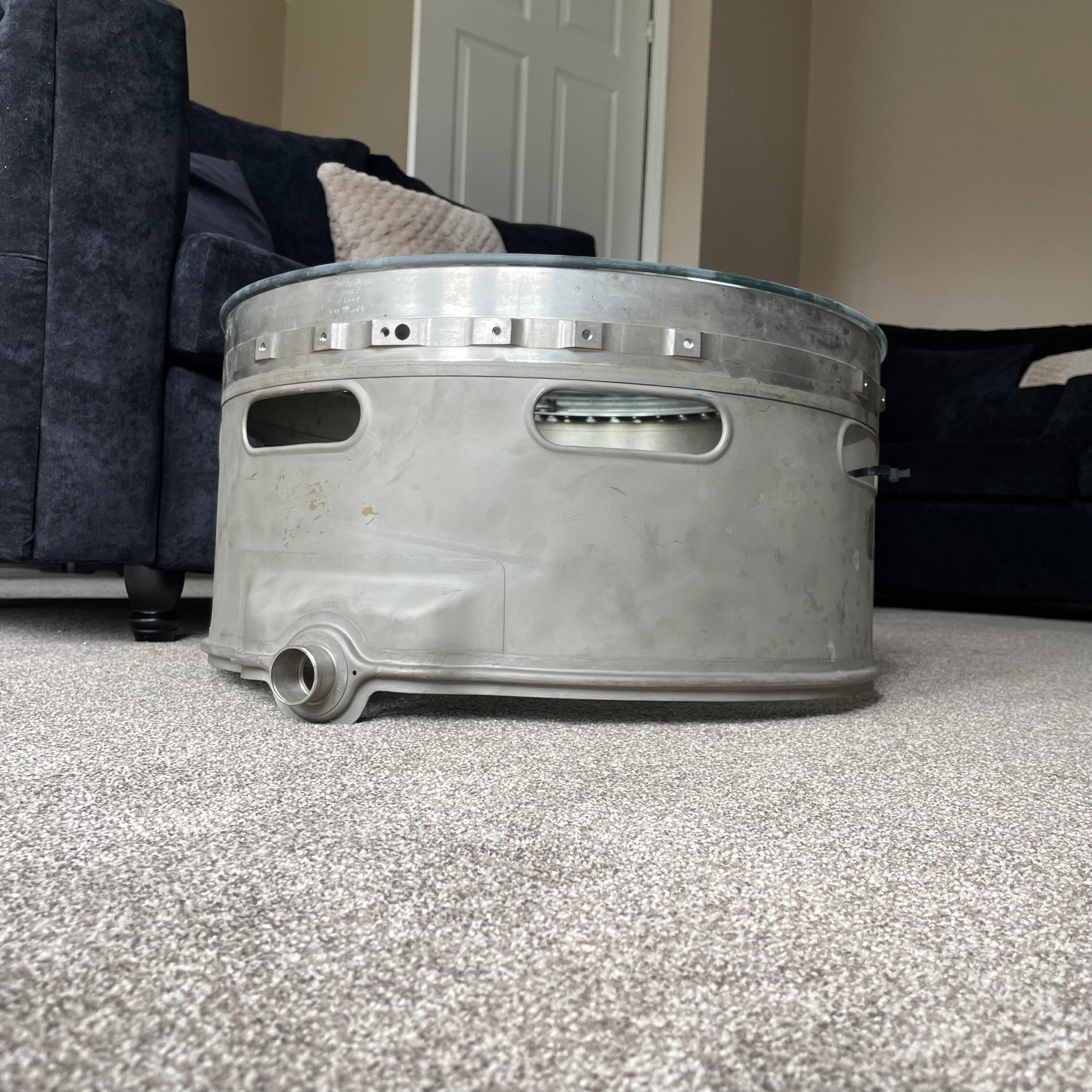 Rolls Royce Dart Jet Engine Cowling Casing Upcycled Coffee/Side Table RAF MOD Viscount Vickers