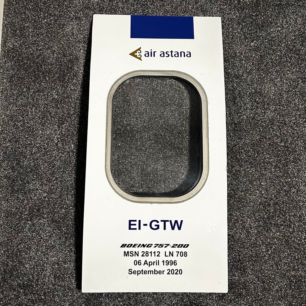 Air Astana EI-GTW Boeing 757 Window fuselage Cut Airline Aviation Upcycle Boeing Gift Plane Aircraft Aviator