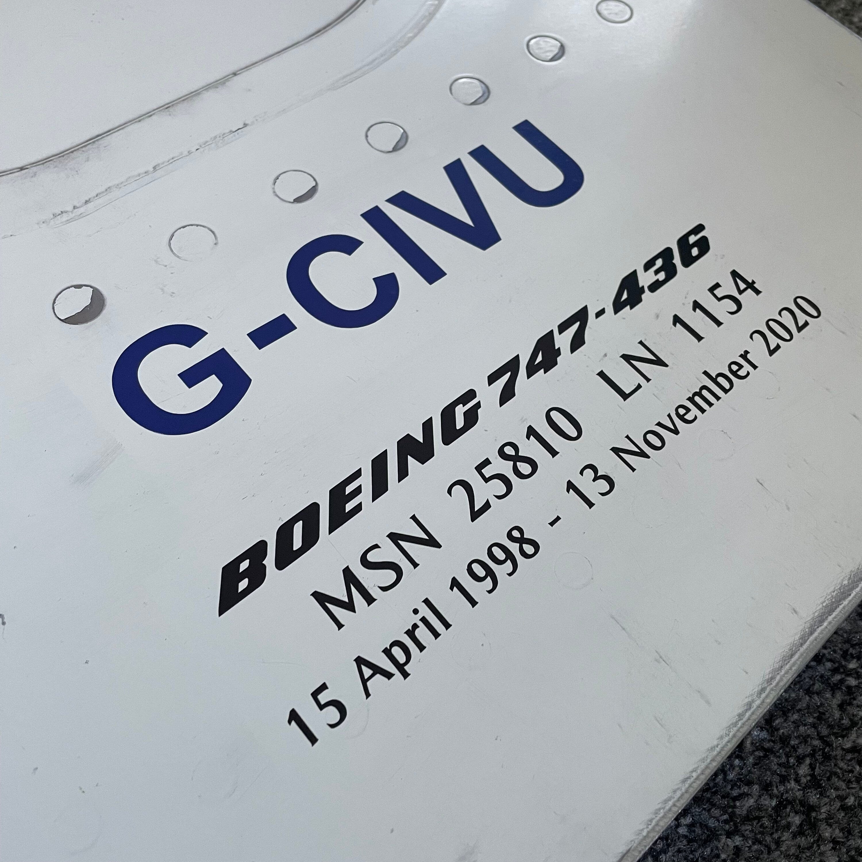 British Airways  G-CIVU Boeing 747 Window fuselage Cut Airline Aviation Upcycle Boeing Gift Plane Aircraft Aviator