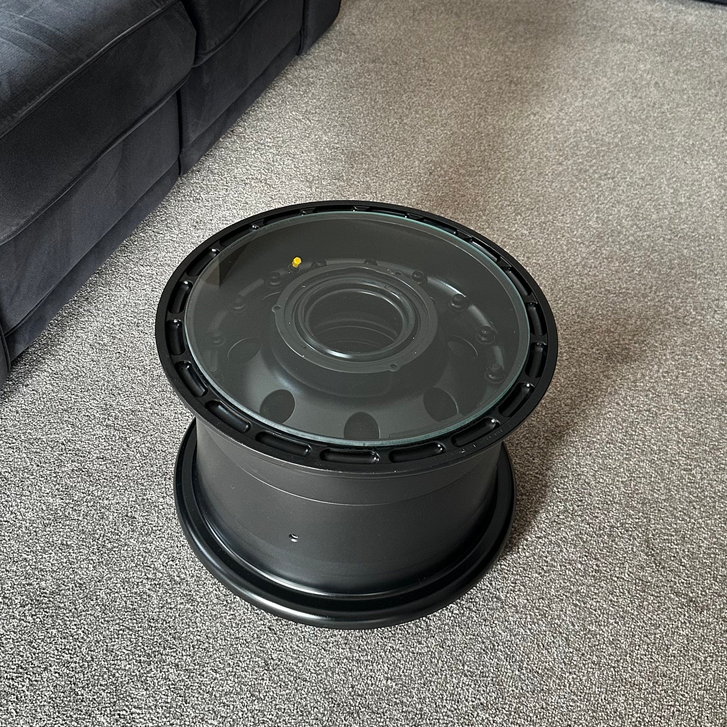 Bae 146 Aircraft Main Wheel Landing Gear Coffee Side Table With Bearings Upcycled airbus boeing speedbird concorde raf mod