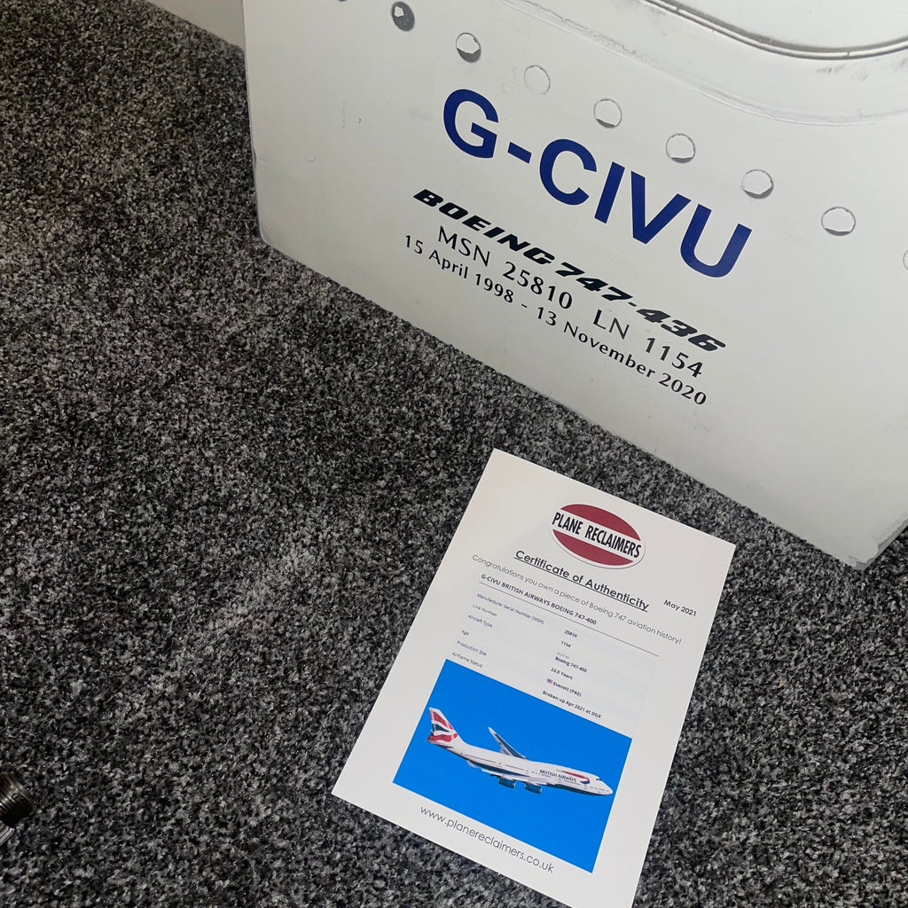 British Airways  G-CIVU Boeing 747 Window fuselage Cut Airline Aviation Upcycle Boeing Gift Plane Aircraft Aviator