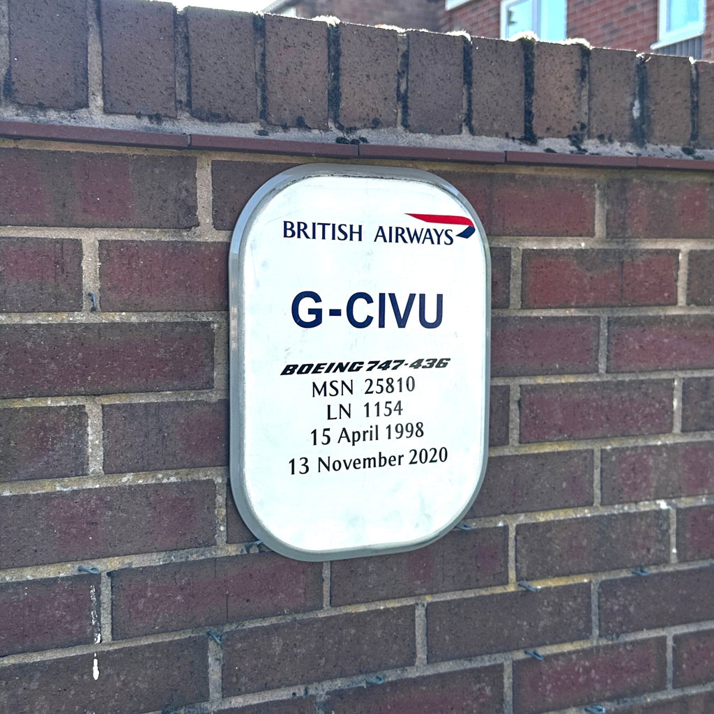 British Airways G-CIVU Boeing 747 Window Blank Plaque fuselage Cut Airline Aviation Upcycle Airbus Gift Plane Aircraft Aviator