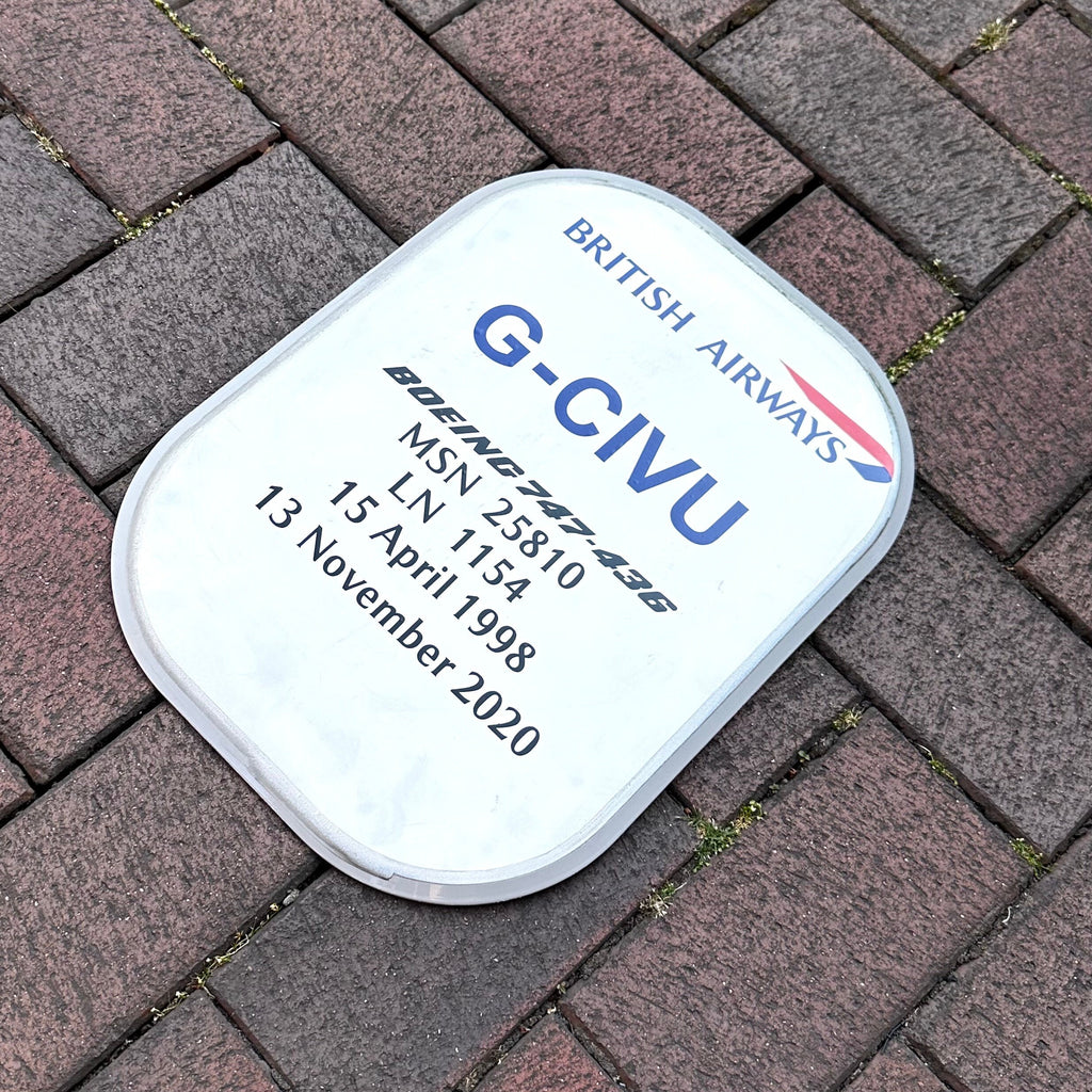British Airways G-CIVU Boeing 747 Window Blank Plaque fuselage Cut Airline Aviation Upcycle Airbus Gift Plane Aircraft Aviator