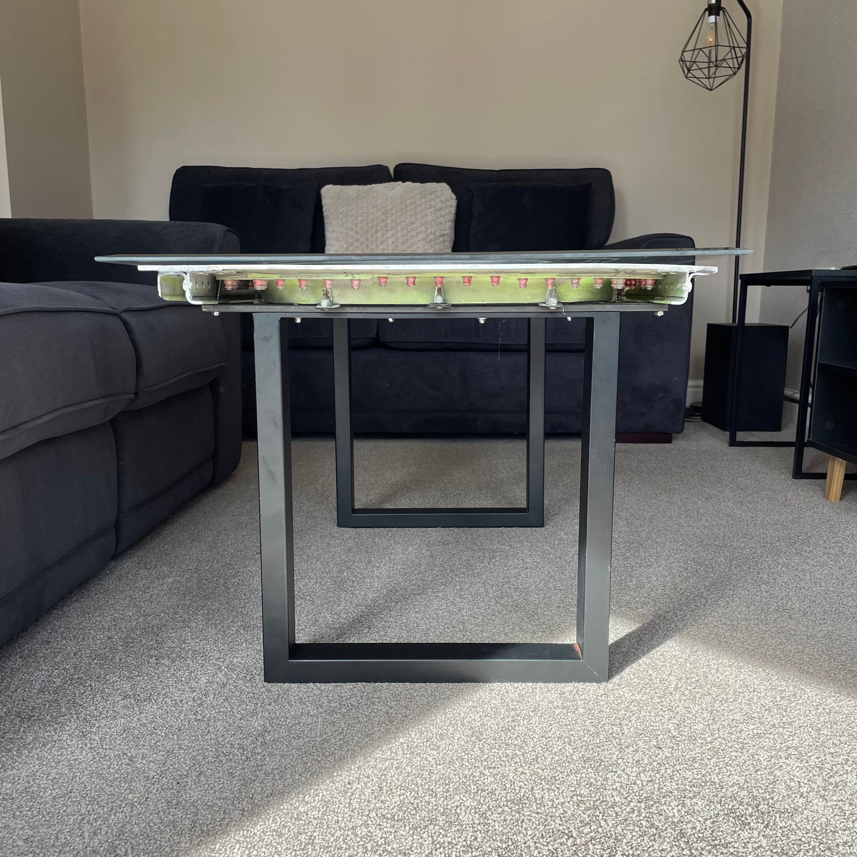 Olympic Airways SX-OAD Boeing 747 Mirror Polished Window Coffee Table fuselage Airline Upcycle Boeing Gift Plane Aircraft Aviator