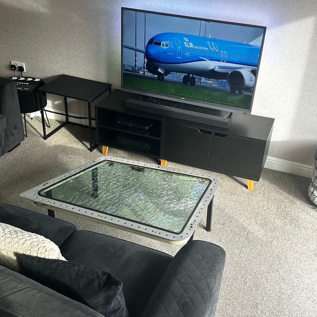Boeing 737 Captains Side Cockpit Windscreen Coffee Table fuselage Airline Aviation Upcycle Boeing Gift Plane Aircraft Aviator Pilot BA