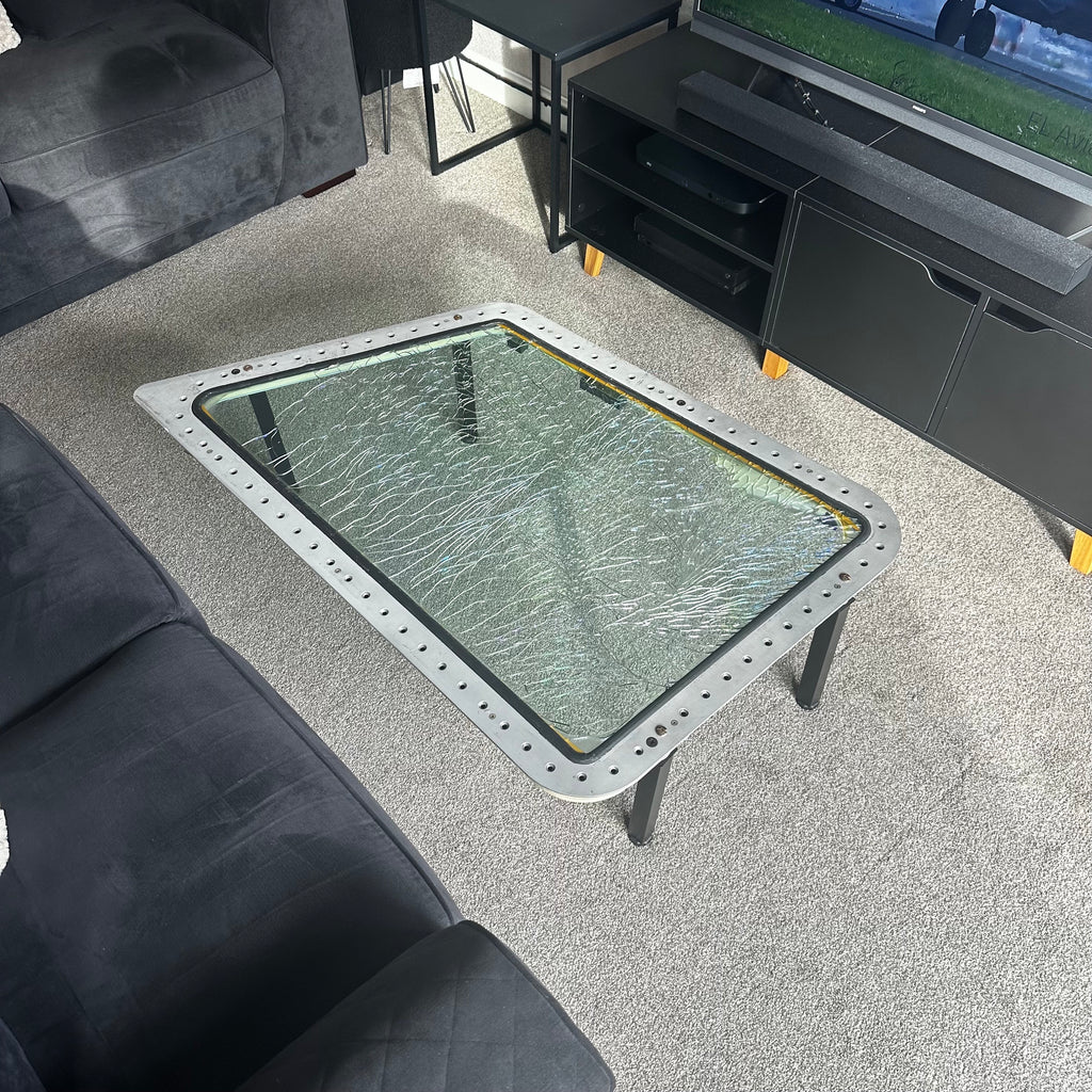 Boeing 737 Captains Side Cockpit Windscreen Coffee Table fuselage Airline Aviation Upcycle Boeing Gift Plane Aircraft Aviator Pilot BA
