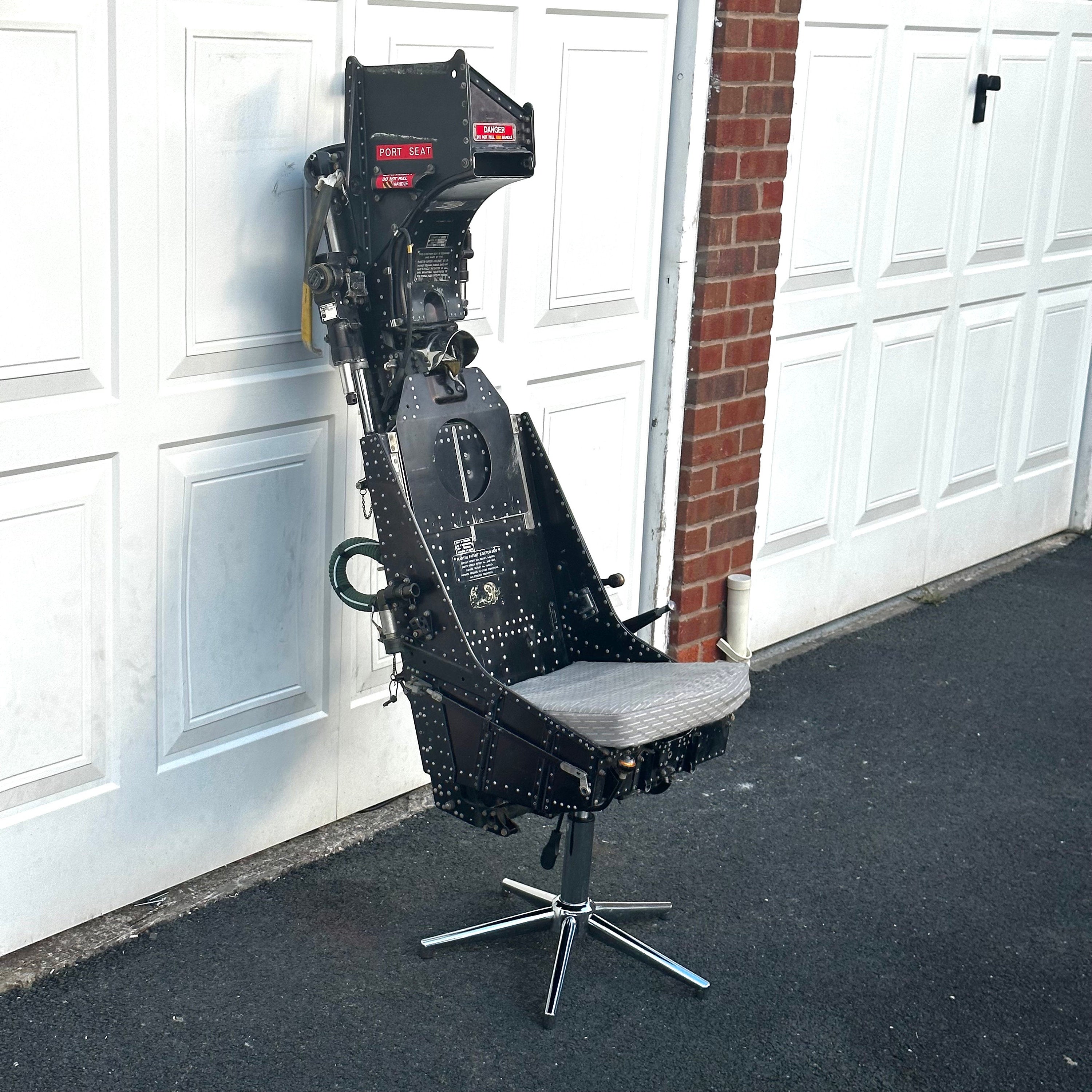 Martin Baker Mk4 Ejection Seat Port Side Desk Chair Bac Strikemaster RAF Cockpit First Officer Upcycled Office Desk Chair Captain Officer