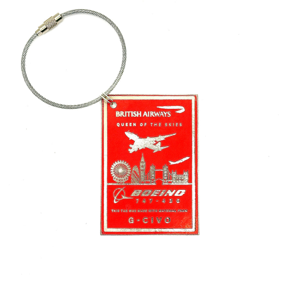British Airways Boeing 747 G-CIVO Tail Cut Luggage Tag Keychain Keyring concorde Collectible Airbus memorabilia Pilot gift engraved IFM