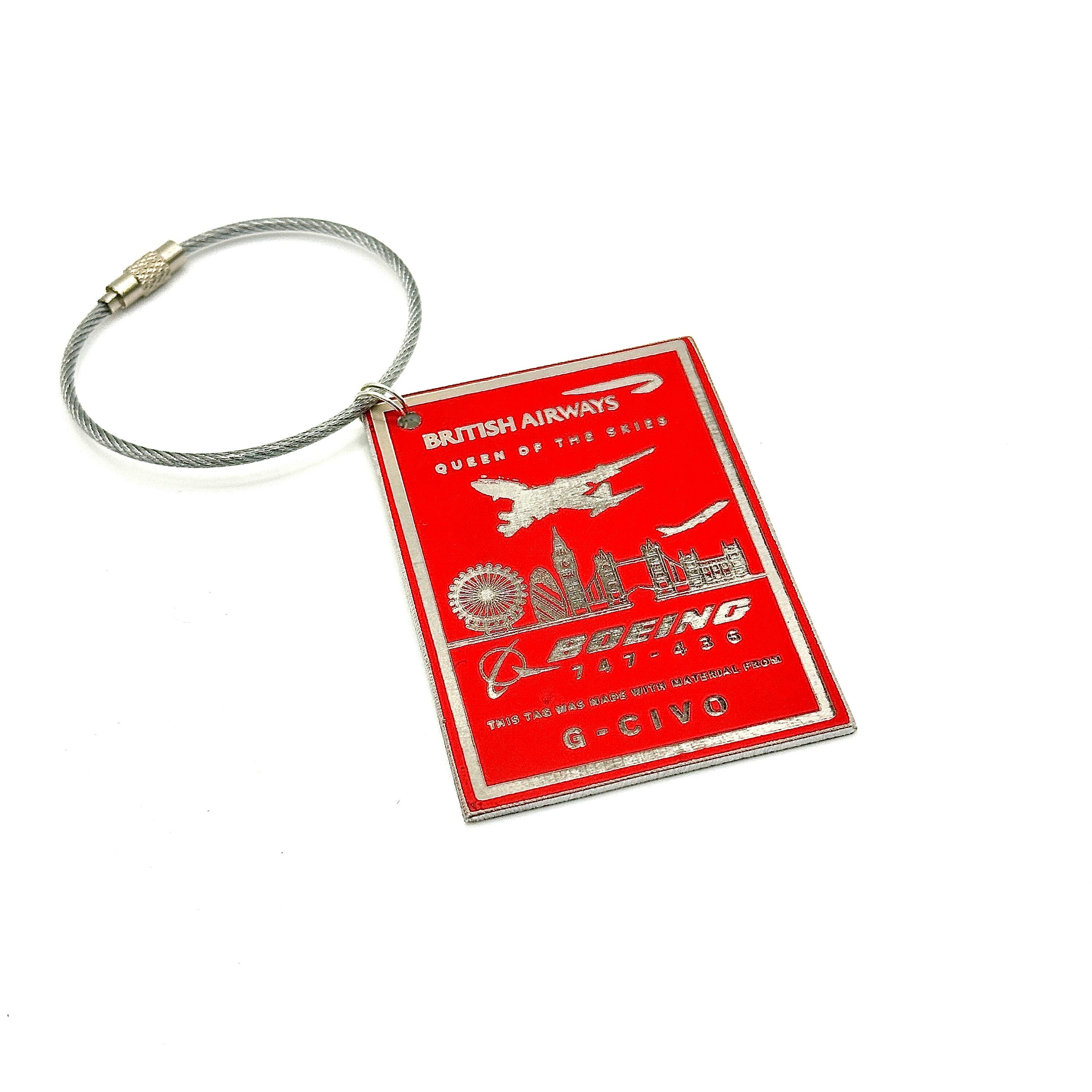 British Airways Boeing 747 G-CIVO Tail Cut Luggage Tag Keychain Keyring concorde Collectible Airbus memorabilia Pilot gift engraved IFM