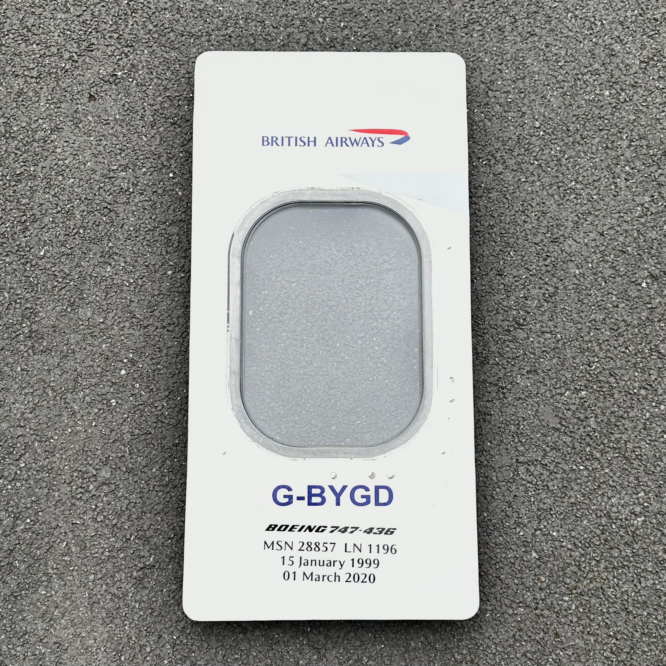 British Airways  G-BYGD Boeing 747 Window fuselage Cut Upper Deck Airline Aviation Upcycle Boeing Gift Plane Aircraft Aviator