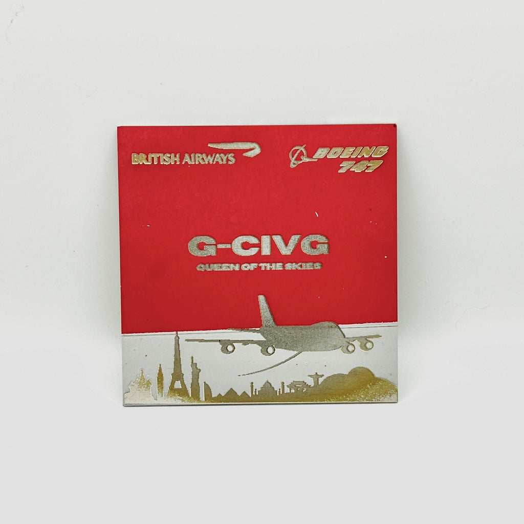 British Airways G-CIVG Boeing 747 Laser Engraved Fuselage Skin Plaque Airline Aviation Upcycle Boeing Gift Plane Aircraft Aviator