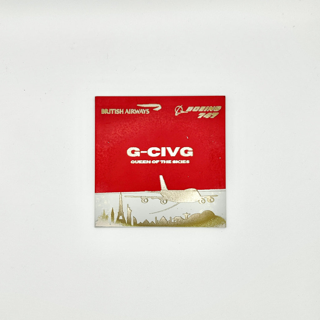 British Airways G-CIVG Boeing 747 Laser Engraved Fuselage Skin Plaque Airline Aviation Upcycle Boeing Gift Plane Aircraft Aviator
