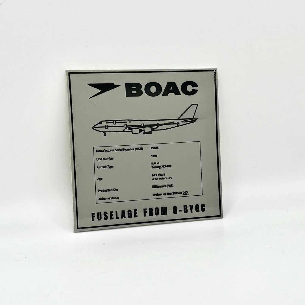 BOAC British Airways Boeing 747 G-BYGC Skin Cut Coaster Collectible Airbus memorabilia Pilot gift engraved Desk