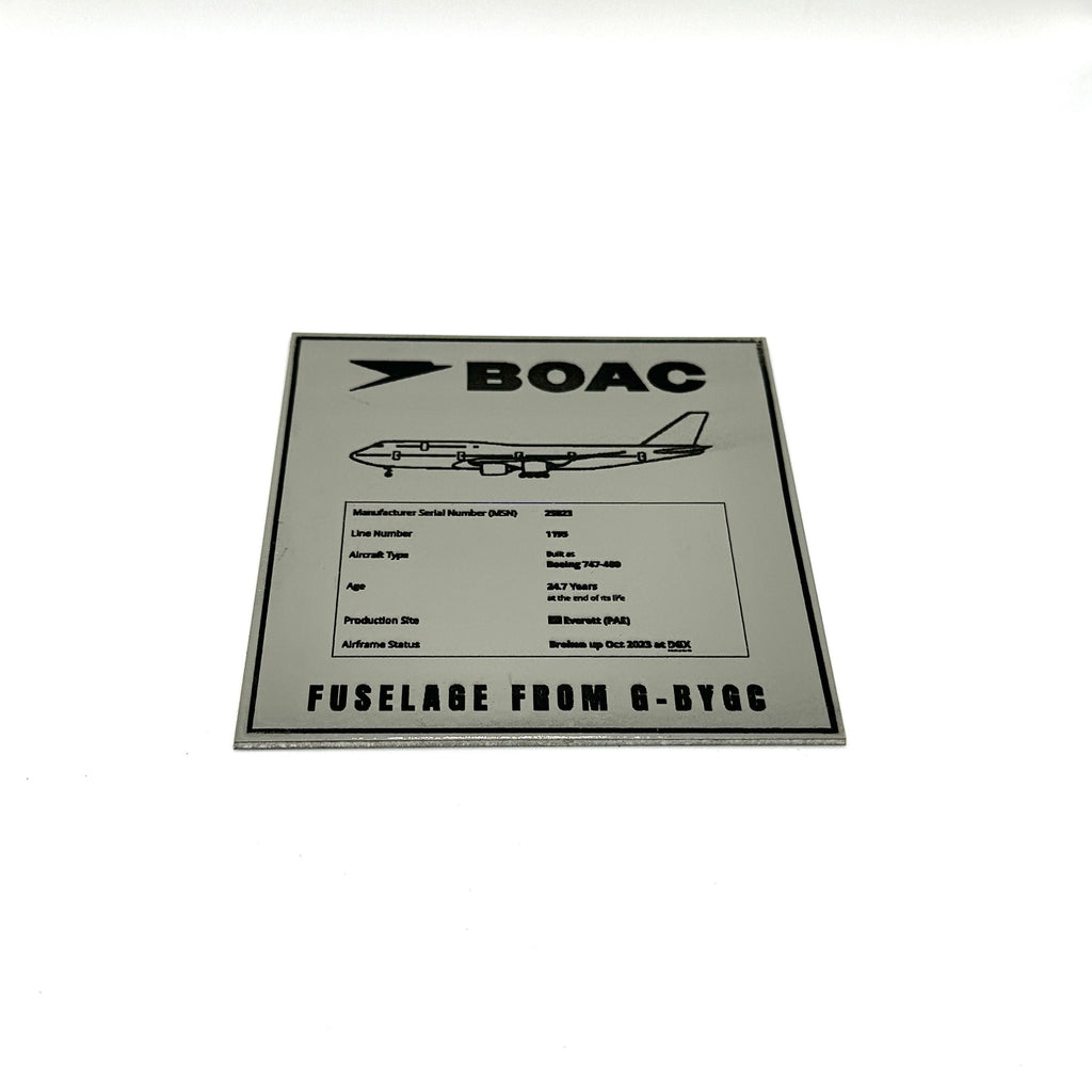 BOAC British Airways Boeing 747 G-BYGC Skin Cut Coaster Collectible Airbus memorabilia Pilot gift engraved Desk