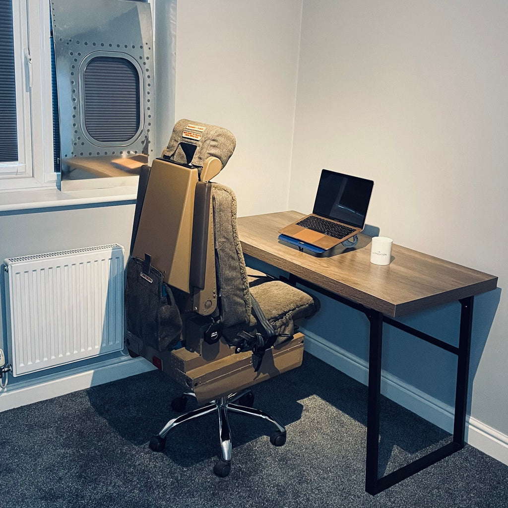 British Airways Boeing 747 G-BNLN g-civv g-bygg Cockpit Observer Jumpseat Upcycled Office Desk Chair Captain Officer