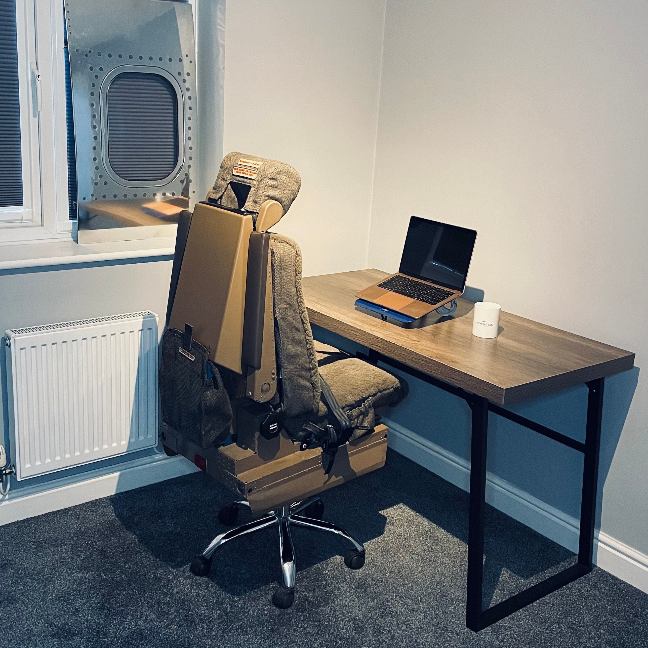 British Airways Boeing 747 G-BNLN g-civv g-bygg Cockpit Observer Jumpseat Upcycled Office Desk Chair Captain Officer