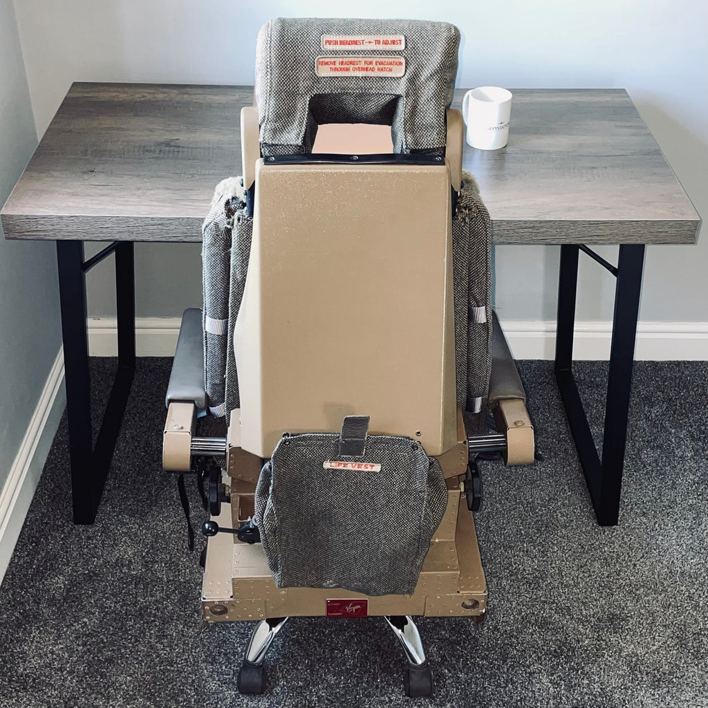 British Airways Boeing 747 G-BNLN g-civv g-bygg Cockpit Observer Jumpseat Upcycled Office Desk Chair Captain Officer