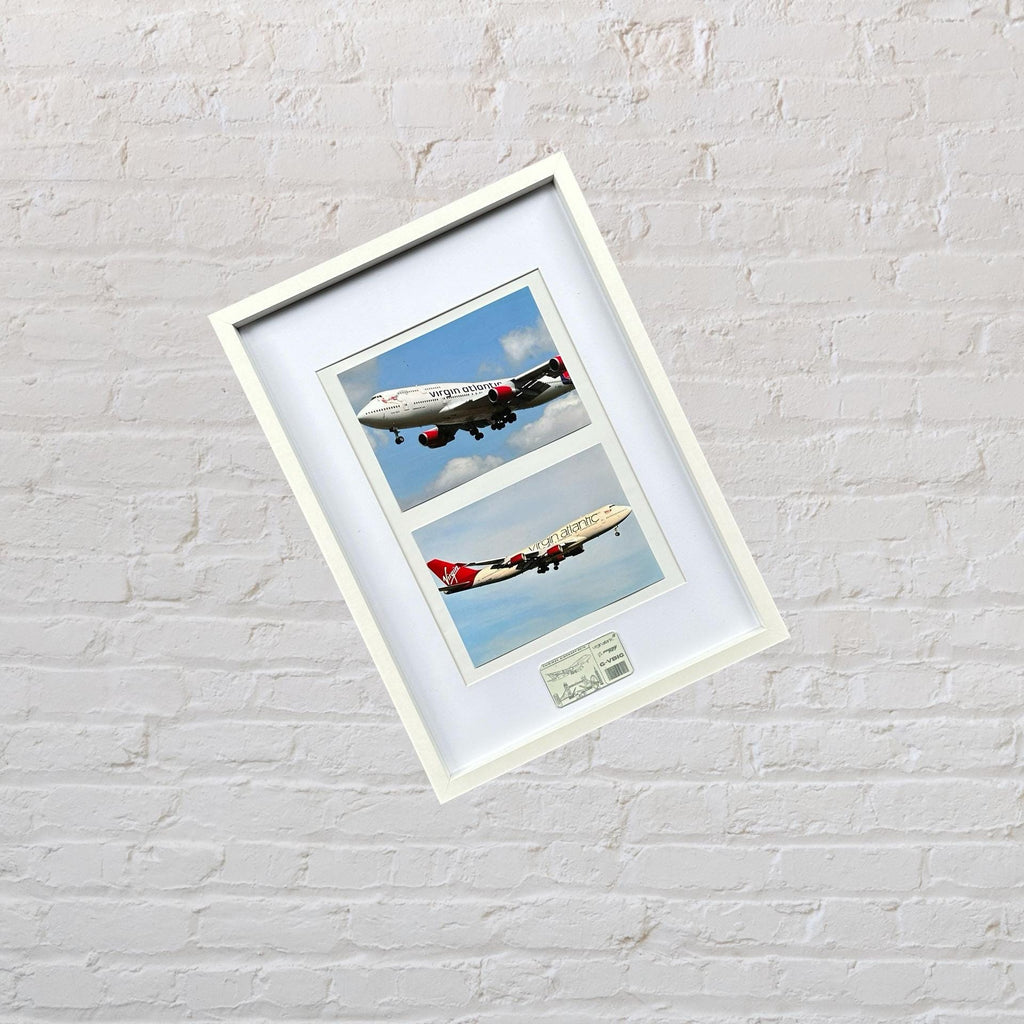 Virgin Atlantic G-VBIG Tinker Belle Boeing 747 Framed Tail Picture fuselage Cut Airline Aviation Upcycle Boeing Gift Plane Aircraft  engrave