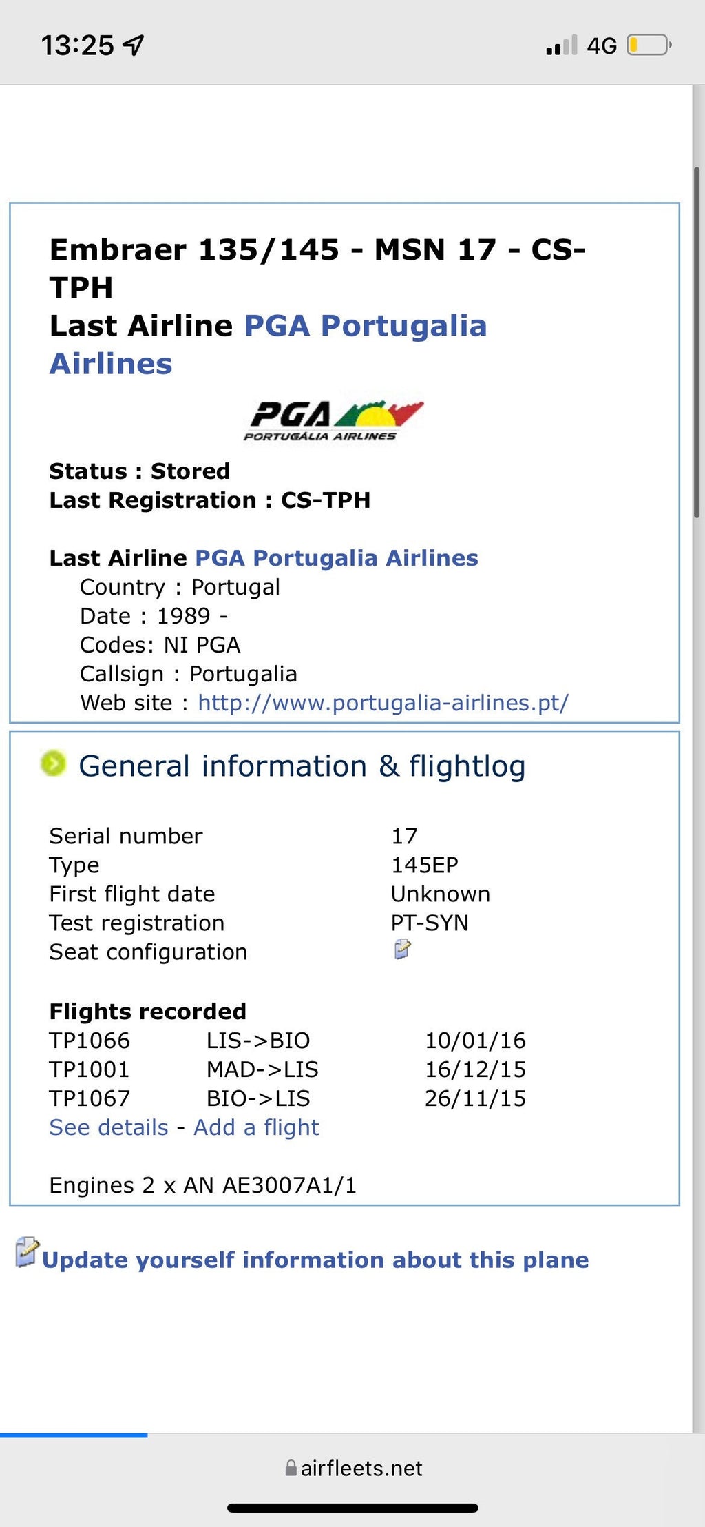 Embraer ERJ 145 Reg- CS-TPH Tap Portugal Airlines Fuel Tank Access Panel Upcycled Coffee/Side Table