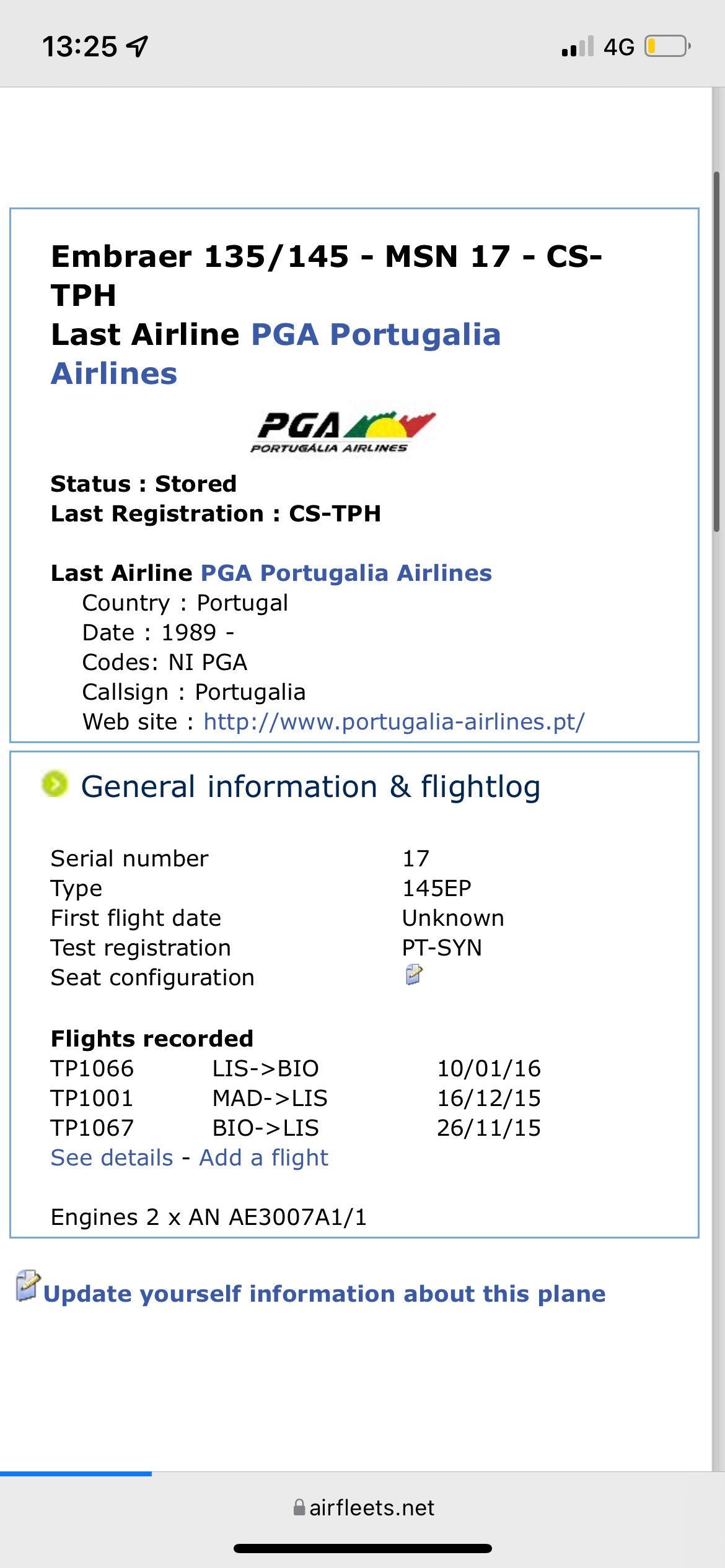Embraer ERJ 145 Reg- CS-TPH Tap Portugal Airlines Fuel Tank Access Panel Upcycled Coffee/Side Table