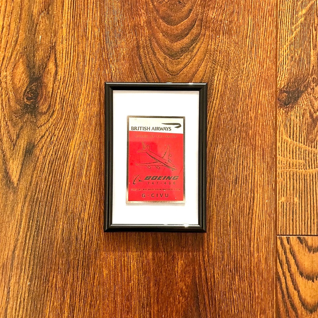 British Airways Framed Boeing 747 G-CIVU Tail Composite Cut Plaque Collectible Airbus memorabilia Pilot gift engraved Desk