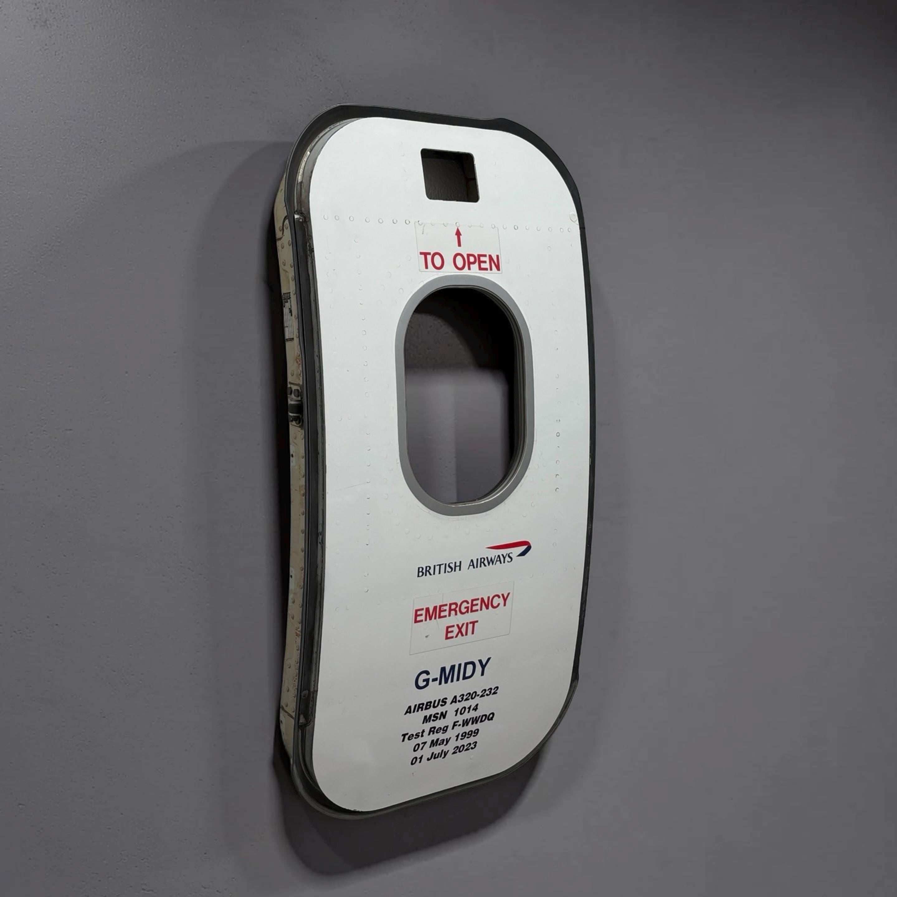 British Airways Emergency Overwing Exit Door G-MIDS G-MIDY Airbus A319 A320 Window gift Airline Aviation Upcycle  Plane Aviator OWE