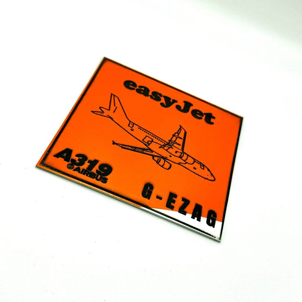 easyJet Airways Airbus A319 G-EZAG Tail Fuselage Coaster Collectible Airbus memorabilia Pilot gift engraved Desk
