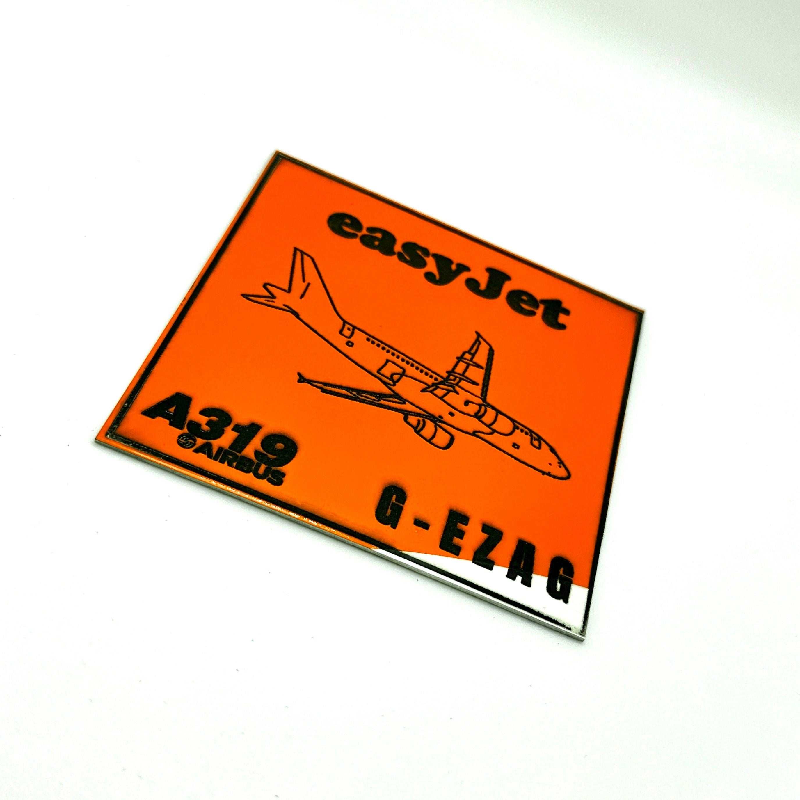 easyJet Airways Airbus A319 G-EZAG Tail Fuselage Coaster Collectible Airbus memorabilia Pilot gift engraved Desk