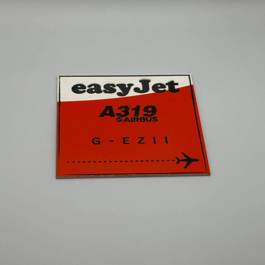 easyJet Airways Airbus A319 G-EZII Tail Fuselage Coaster Collectible Airbus memorabilia Pilot gift engraved Desk