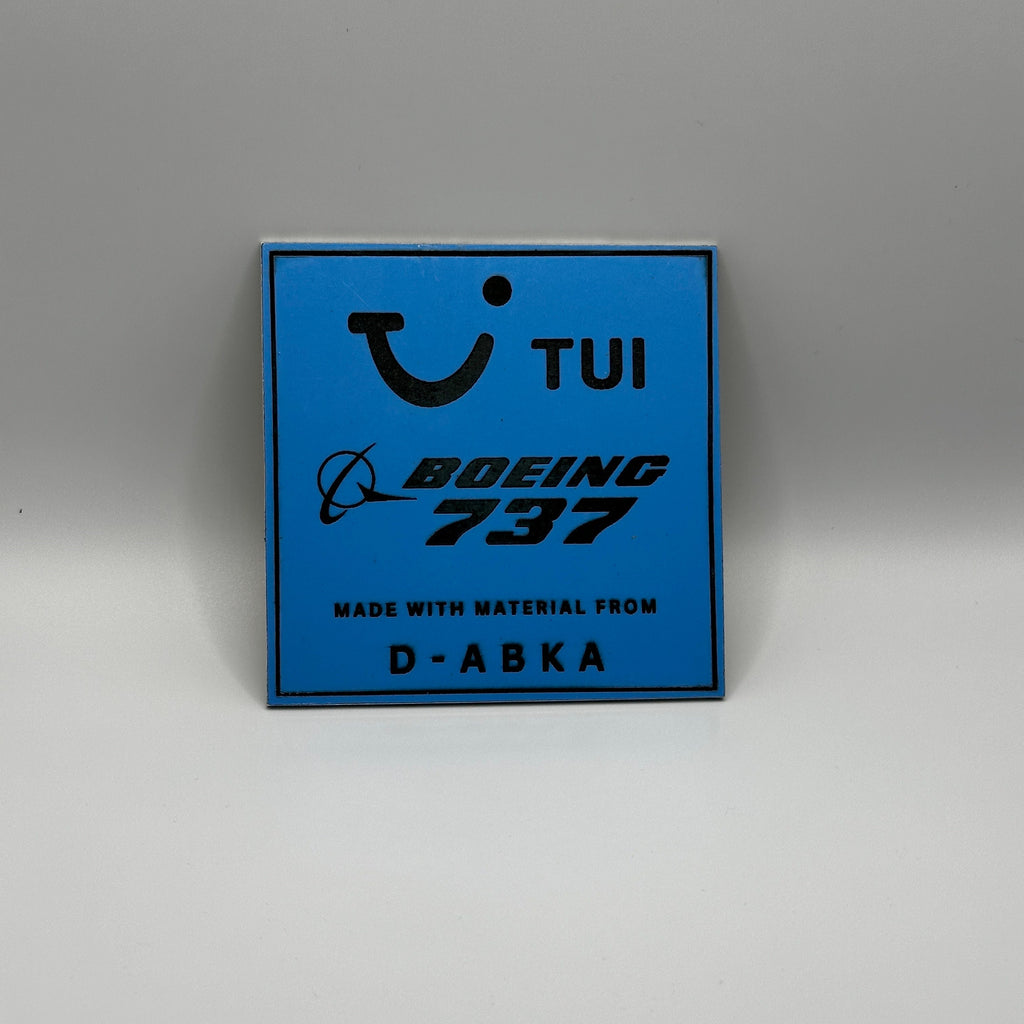 TUI airways Boeing 737 D-ABKA Tail Cut Coaster Collectible Airbus memorabilia Pilot gift engraved Desk
