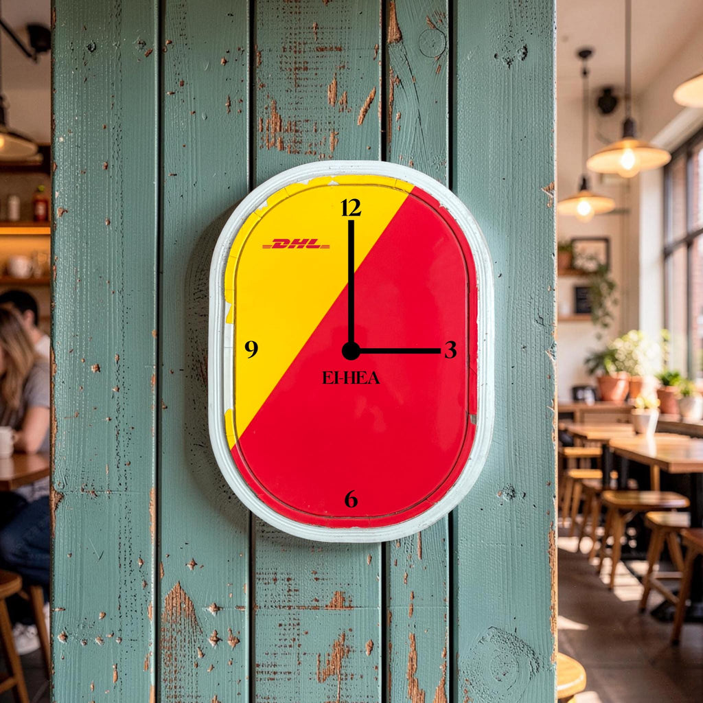 DHL EI-HEA Airbus A330 Window Blank Upcycled Clock Upcycle Boeing Gift Plane Aircraft Aviator limited edition Cargo Malaysian P2F