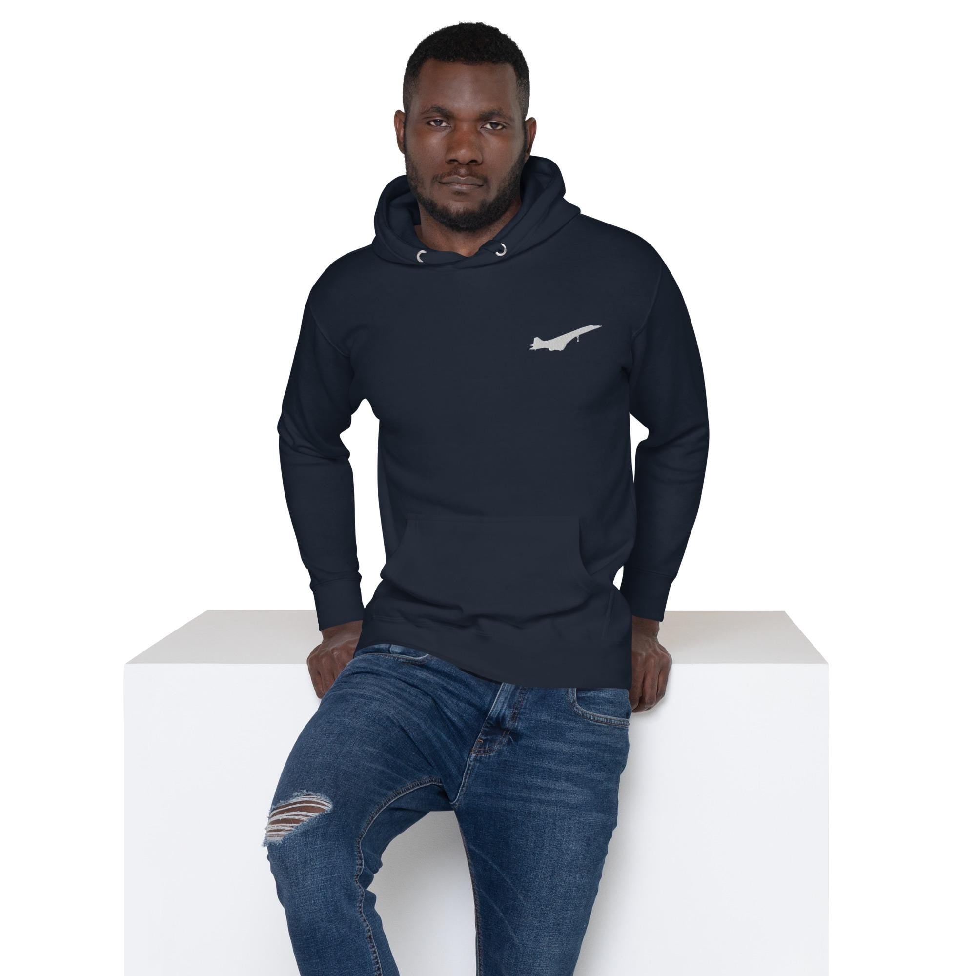 Concorde Embroidered Hoodie - Supersonic Jet Tribute | Aviation Enthusiast Apparel