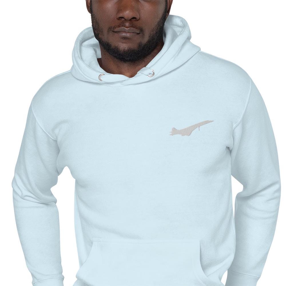 Concorde Embroidered Hoodie - Supersonic Jet Tribute | Aviation Enthusiast Apparel