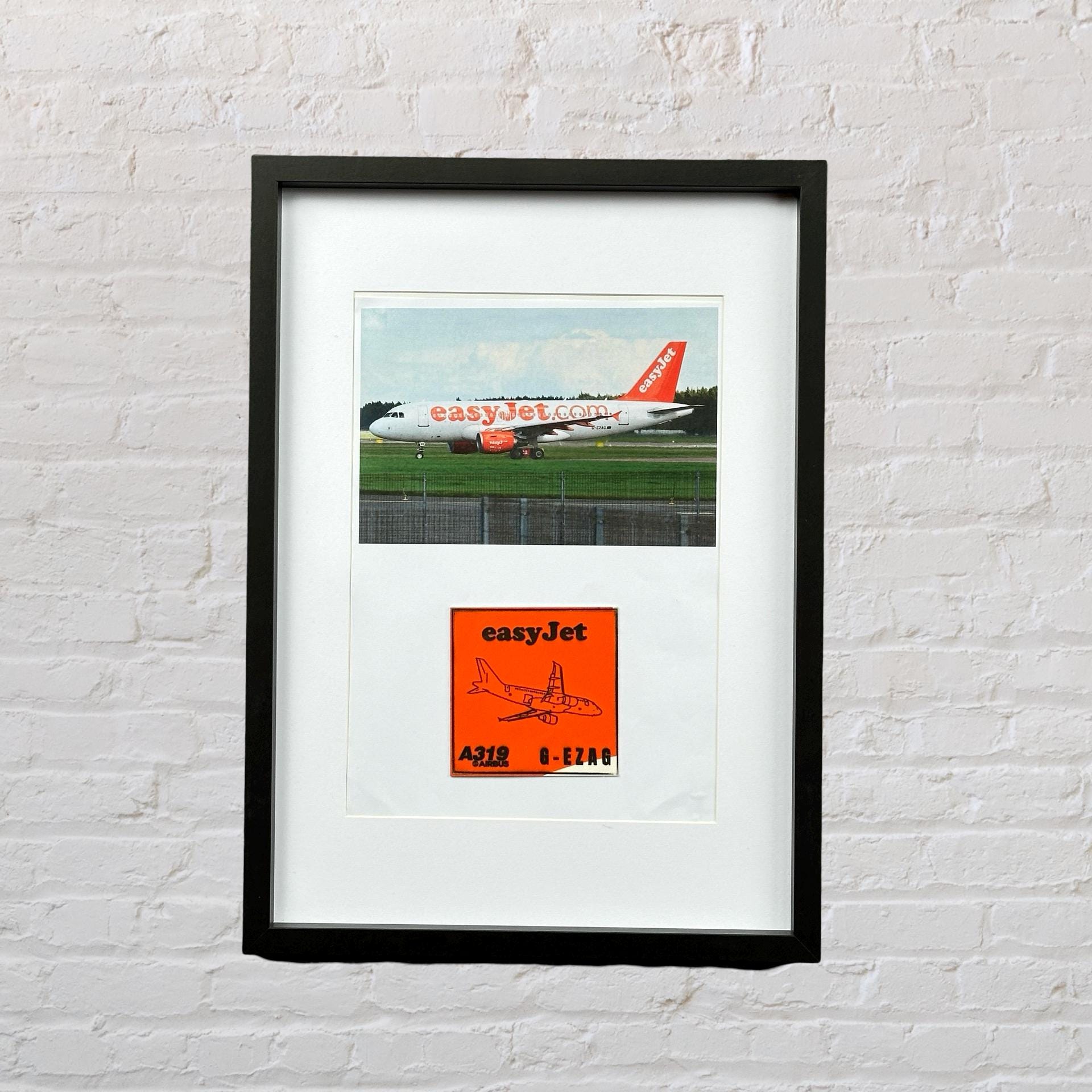 Easyjet Airbus A319 Framed Tail Picture fuselage Cut Airline Aviation Upcycle Boeing Gift Plane Aircraft  engrave
