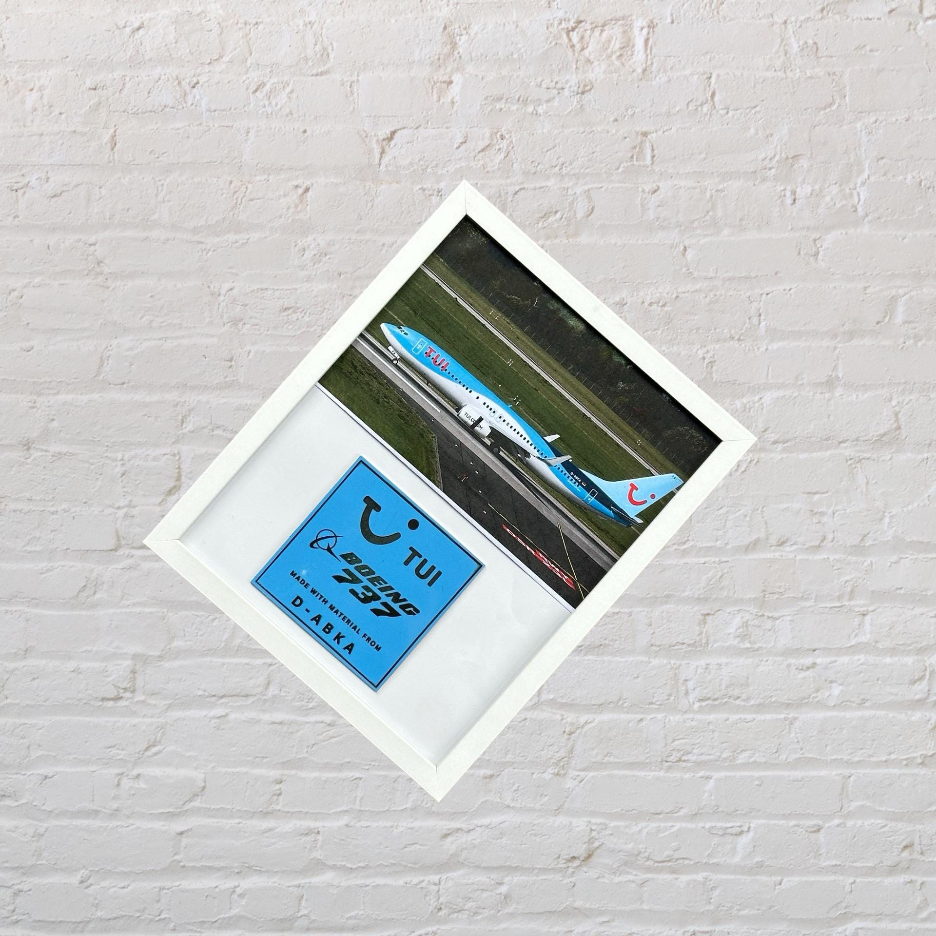 Tui Airways Boeing 737 D-ABKA Framed Tail Picture fuselage Cut Airline Aviation Upcycle Boeing Gift Plane Aircraft  engrave