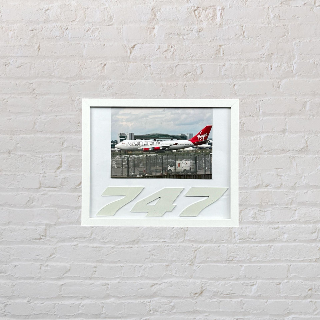 Virgin Atlantic G-VAST Ladybird Boeing 747 Framed Tail Picture fuselage Cut Airline Aviation Upcycle Boeing Gift Plane Aircraft  engrave