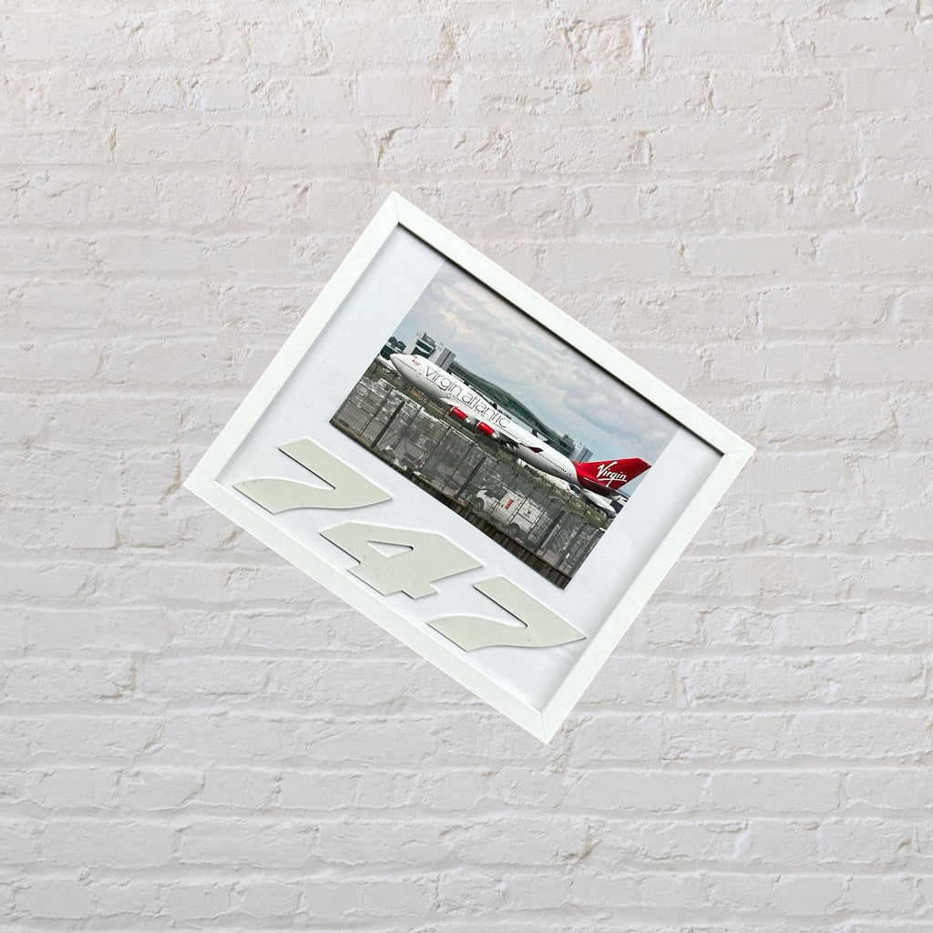 Virgin Atlantic G-VAST Ladybird Boeing 747 Framed Tail Picture fuselage Cut Airline Aviation Upcycle Boeing Gift Plane Aircraft  engrave