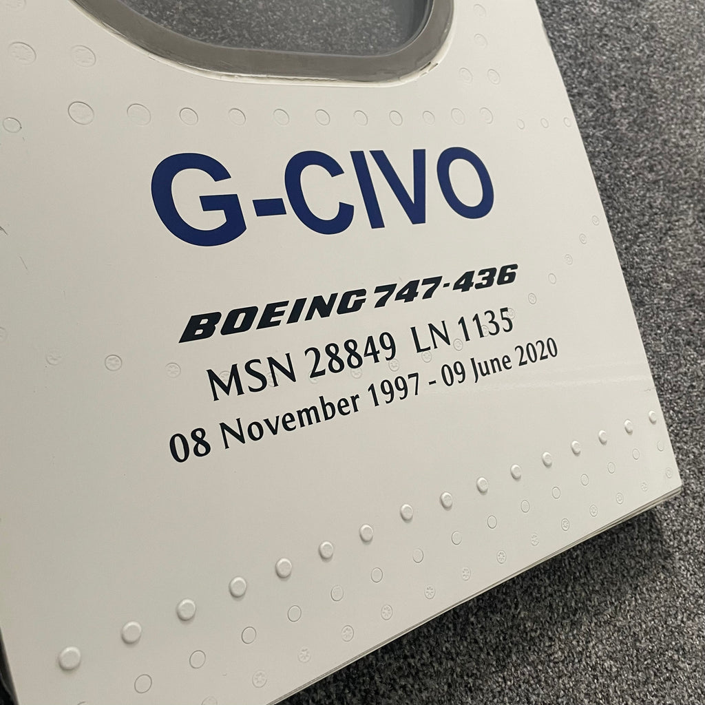 British Airways  G-CIVO Boeing 747 Window fuselage Cut Airline Aviation Upcycle Boeing Gift Plane Aircraft Aviator