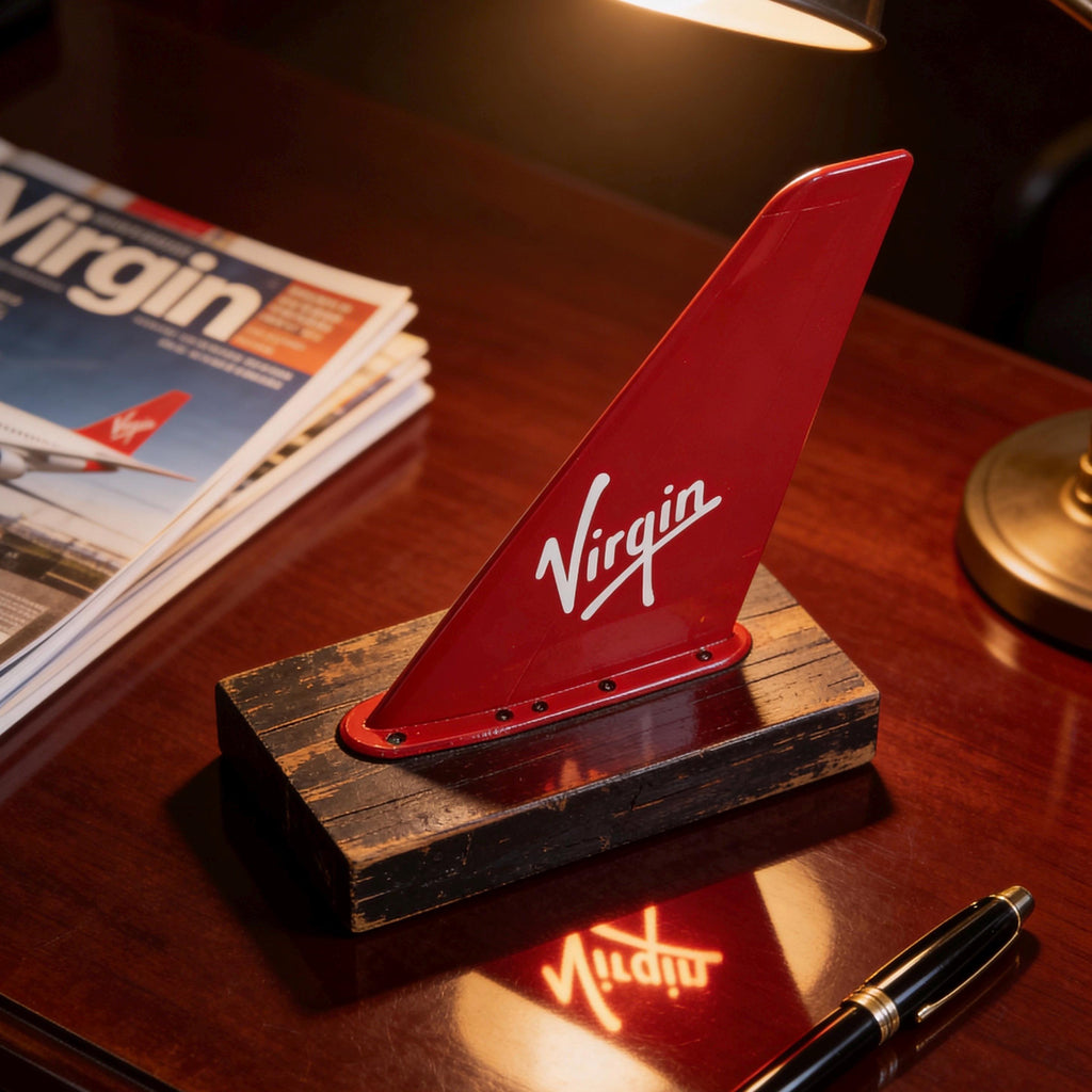 Virgin Atlantic Mounted VHF Antenna Upcycled Ornament Paperweight RAF MOD adour boeing airbus pilot aviator