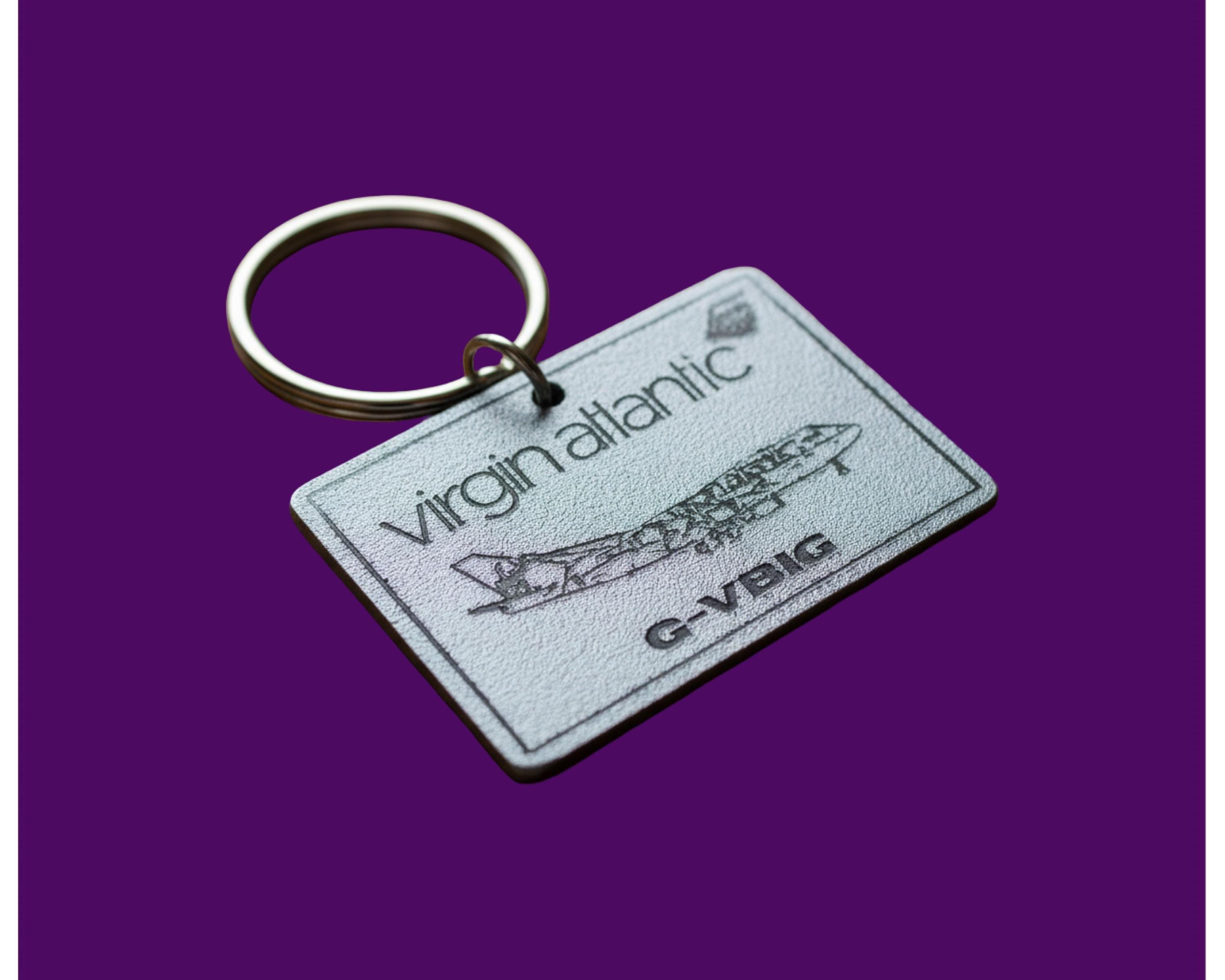 Virgin Atlantic Boeing 747 G-VBIG Keychain Crafted From Seat Hard Material Plastic Engraved Laser Collectable aviator crew suitcase tag bag