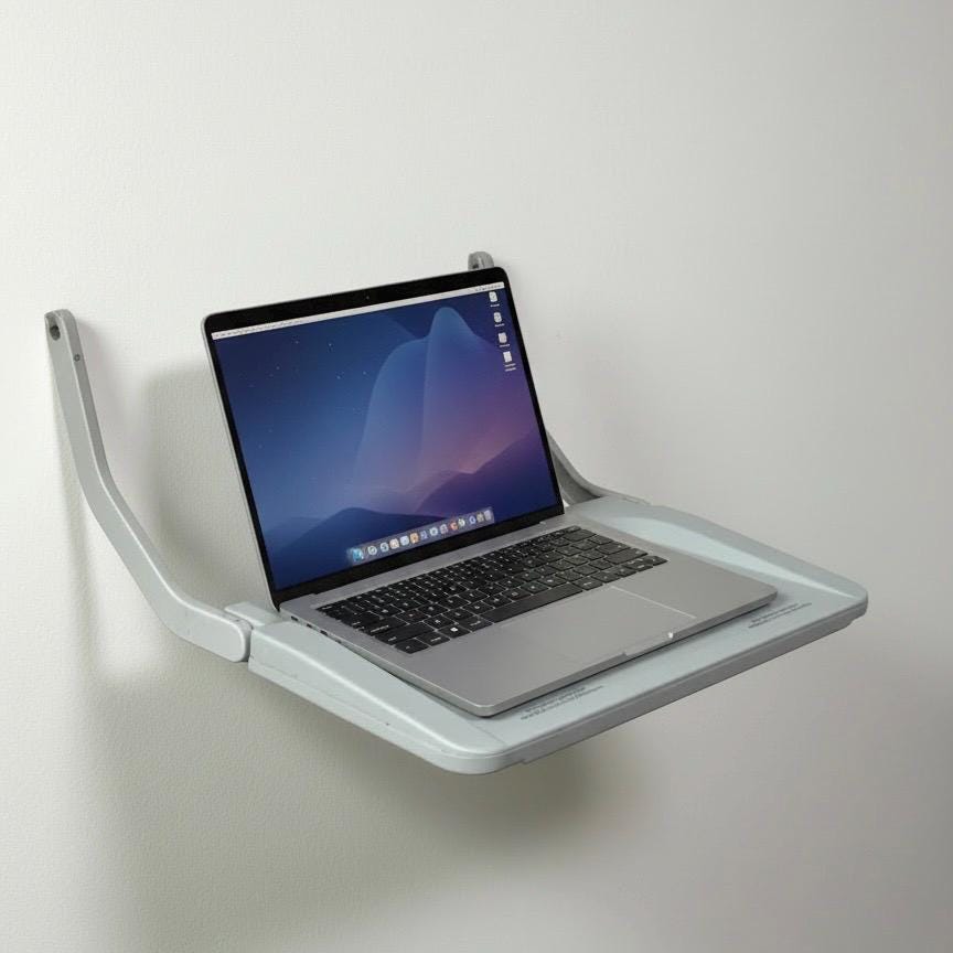 Genuine Aircraft Seat Fold Down Tray Table Upcycled Wall Mounted Desk Laptop Tray Repurpose Virgin British Airways Lufthansa Easyjet Thomas