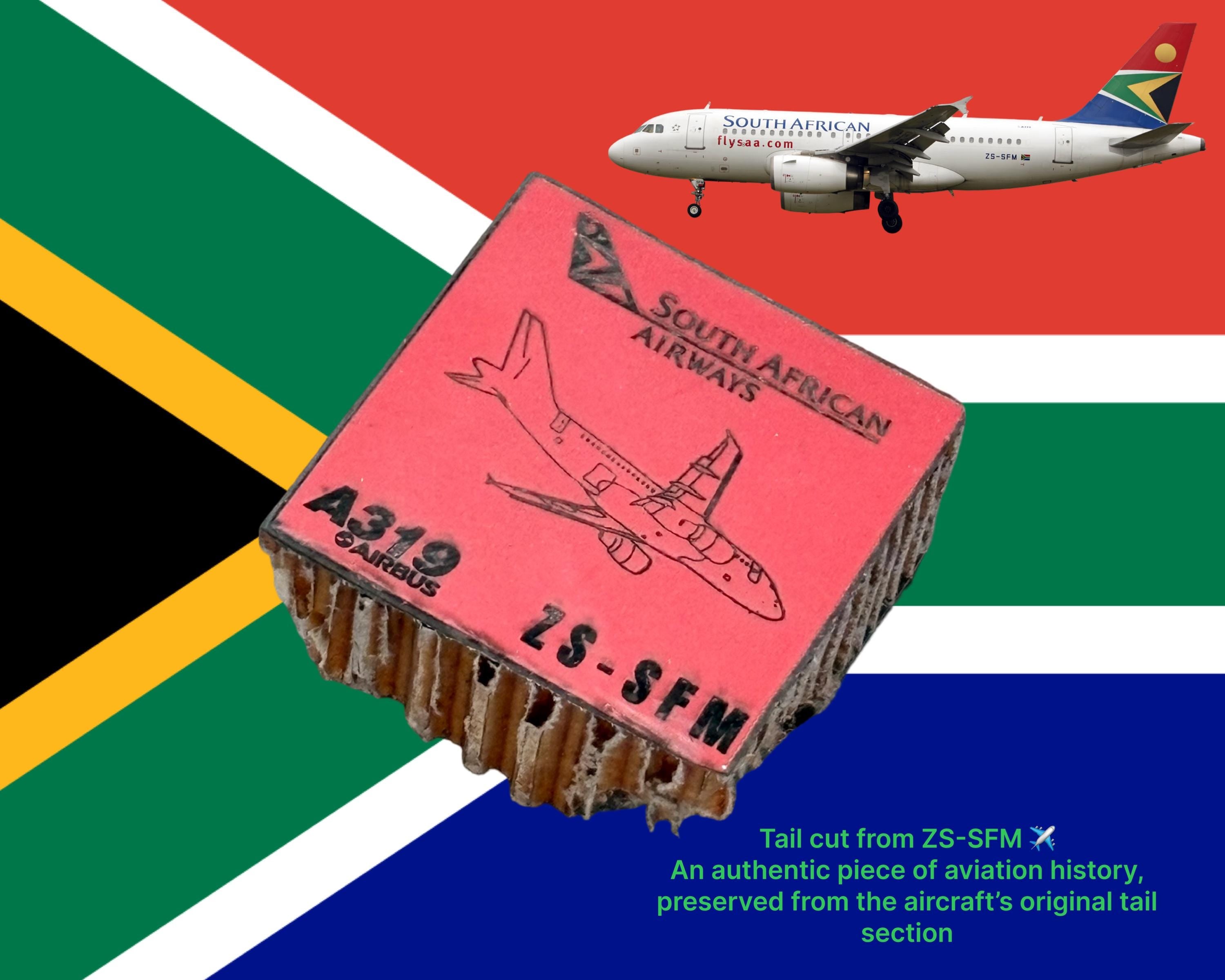 South African Airways Airbus A319 ZS-SFM leading edge composite Fuselage  Collectible Airbus memorabilia Pilot gift engraved Desk ornament