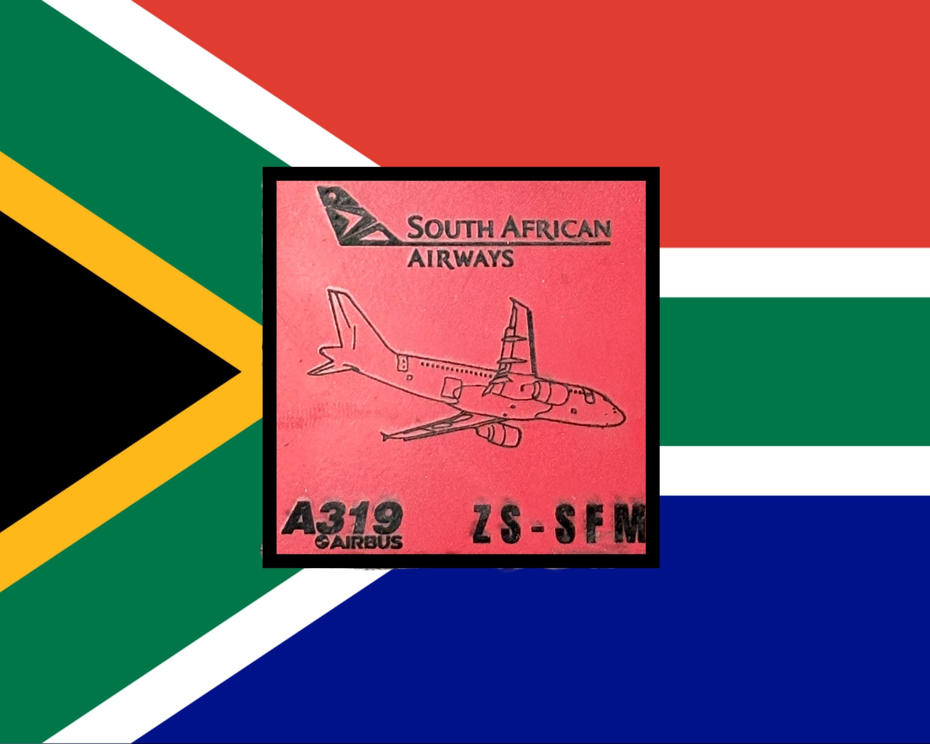 South African Airways Airbus A319 ZS-SFM leading edge composite Fuselage  Collectible Airbus memorabilia Pilot gift engraved Desk ornament
