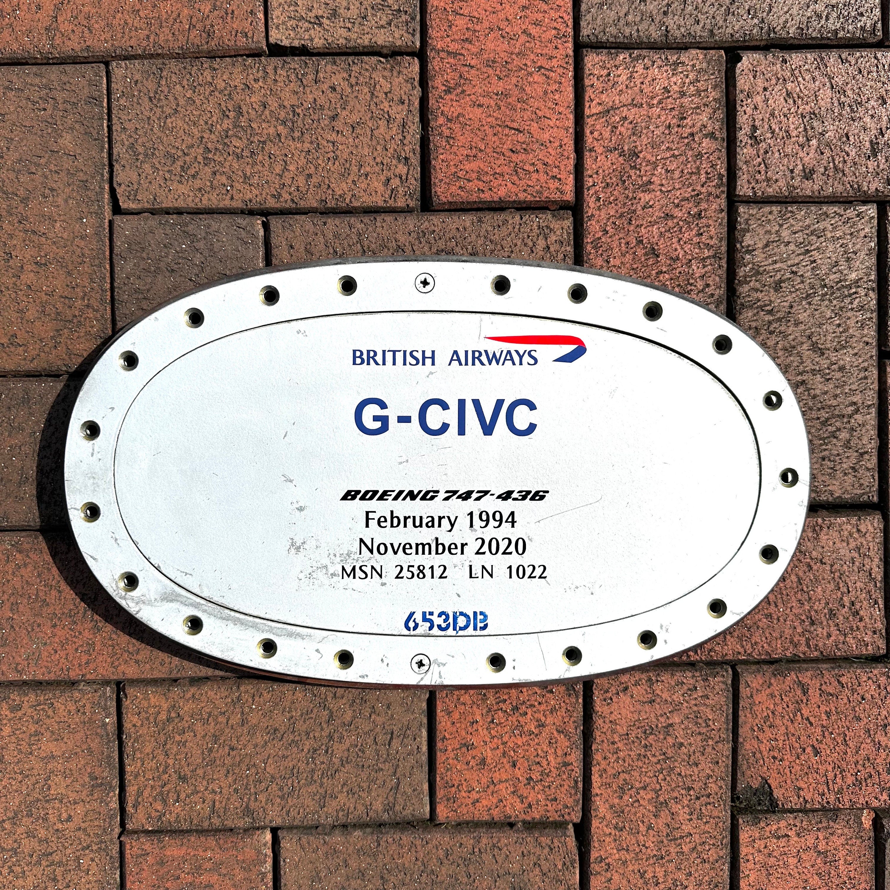 British Airways Boeing 747 G-CIVC Fuel Tank Access Panel Upcycled Clock Great Aviator Gift