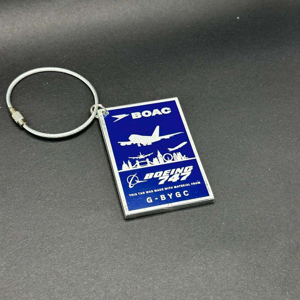 British Airways Boeing 747 G-BYGC Fuselage Cut Luggage Tag Keychain Keyring Plaque  Collectible memorabilia Pilot gift engraved concorde