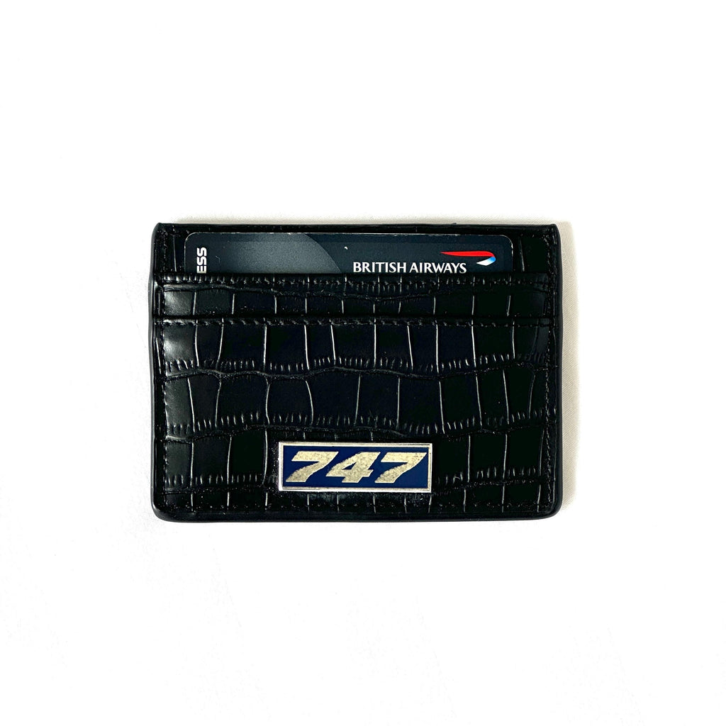 The Boeing 747 Fuselage Card Holder British Airways Upcycled Money Credit Card Gift Genuine Leather Croc Effect Pilot Traveller Pilot Crew A