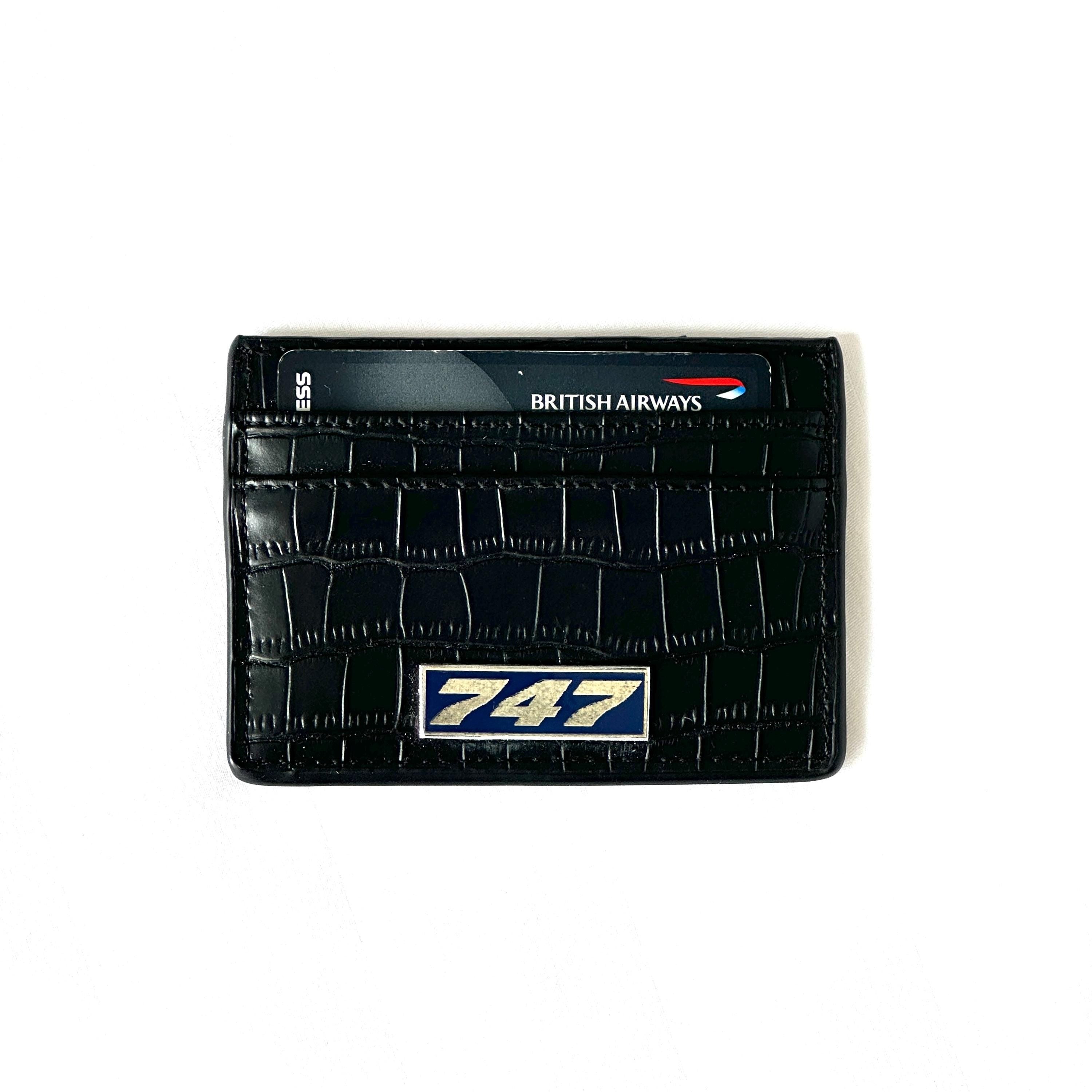 The Boeing 747 Fuselage Card Holder British Airways Upcycled Money Credit Card Gift Genuine Leather Croc Effect Pilot Traveller Pilot Crew A