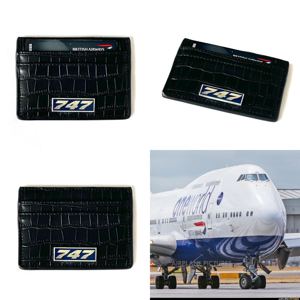 The Boeing 747 Fuselage Card Holder British Airways Upcycled Money Credit Card Gift Genuine Leather Croc Effect Pilot Traveller Pilot Crew A