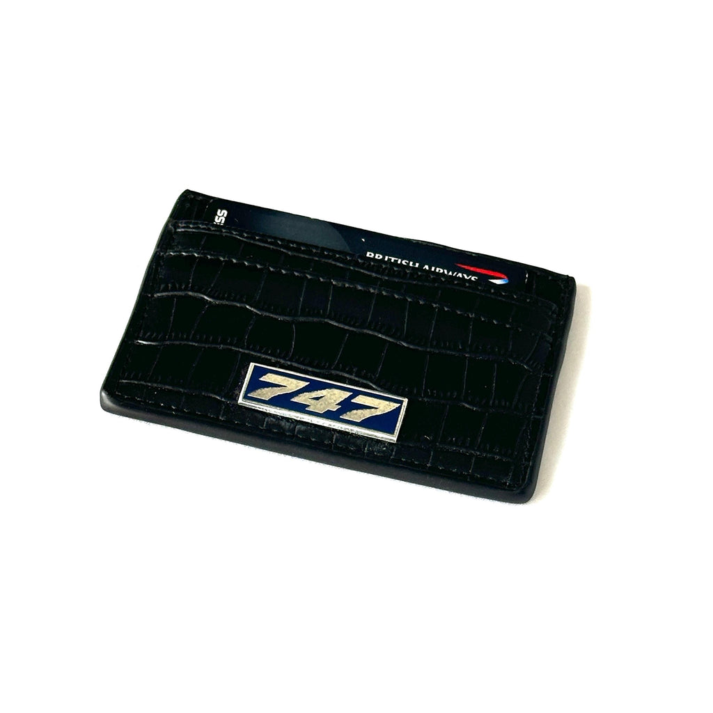 The Boeing 747 Fuselage Card Holder British Airways Upcycled Money Credit Card Gift Genuine Leather Croc Effect Pilot Traveller Pilot Crew A