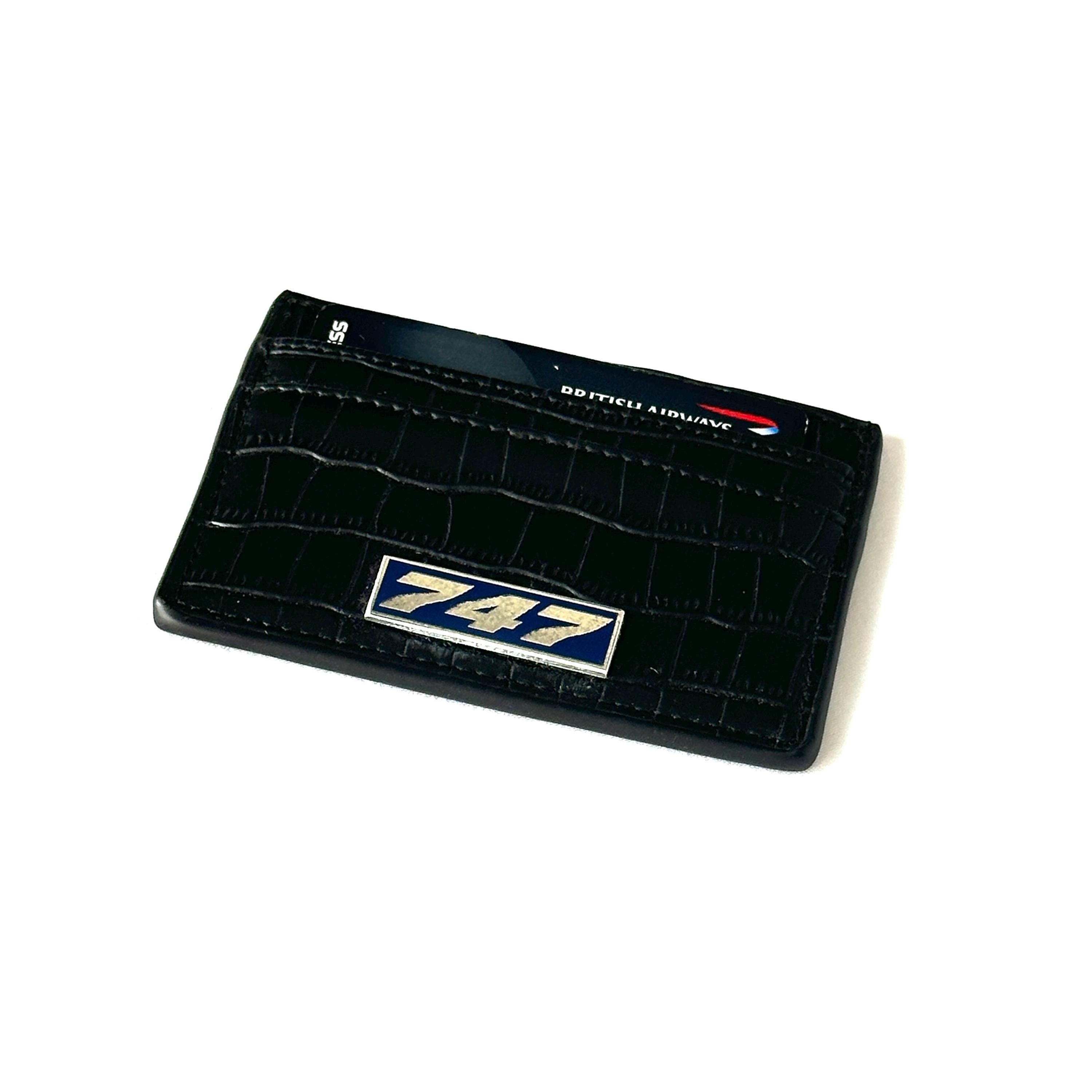 The Boeing 747 Fuselage Card Holder British Airways Upcycled Money Credit Card Gift Genuine Leather Croc Effect Pilot Traveller Pilot Crew A